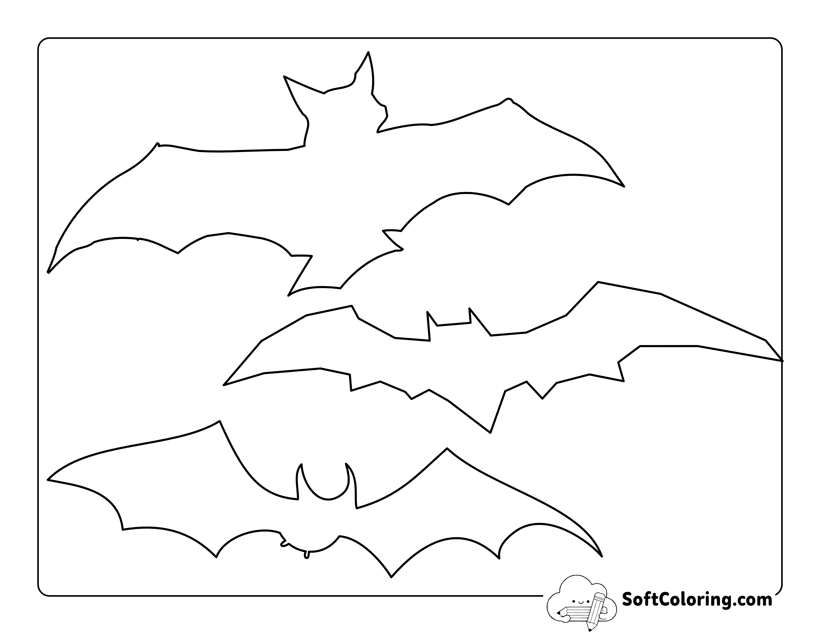 Assorted Bat Outlines Set 2 - 7.5" Size