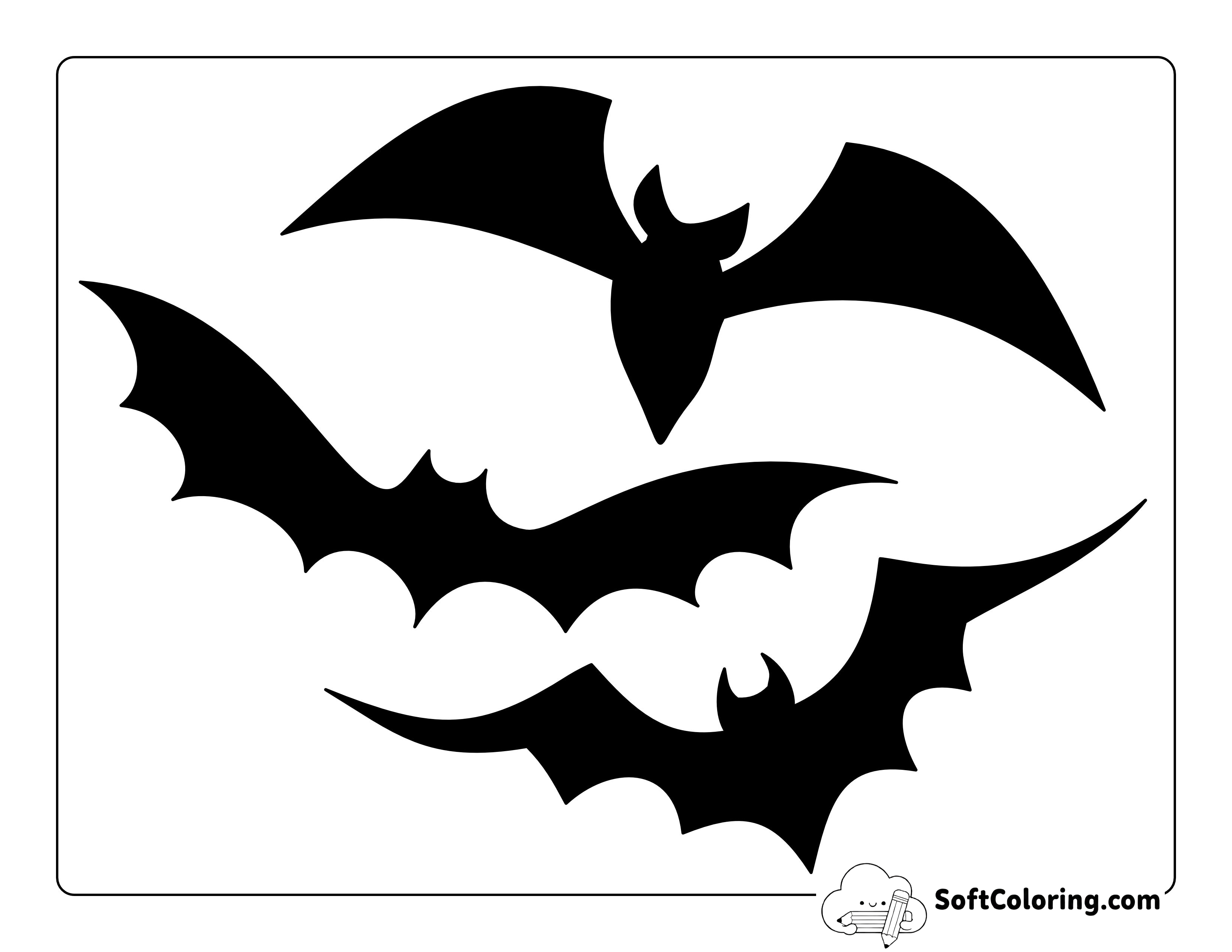 Black Bat Templates Set 1 - 7.5" Size