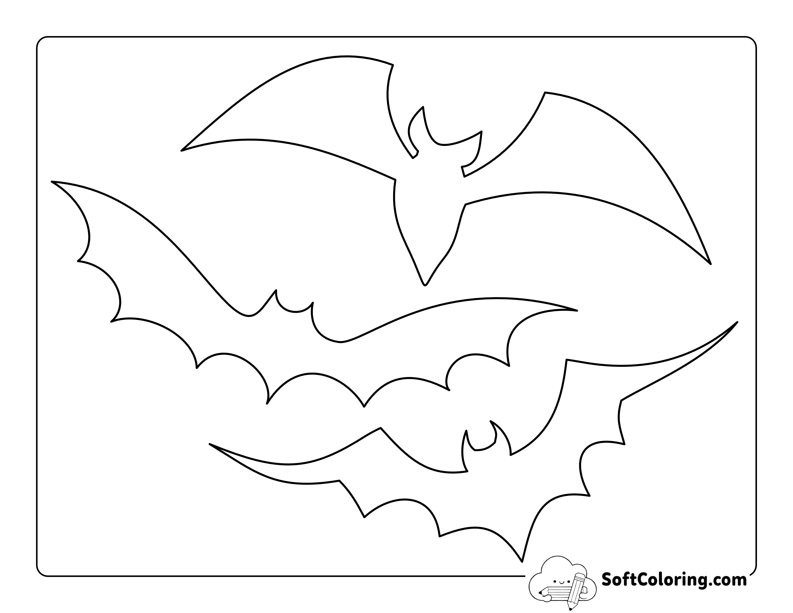 Assorted Bat Outlines Set 1 - 7.5" Size