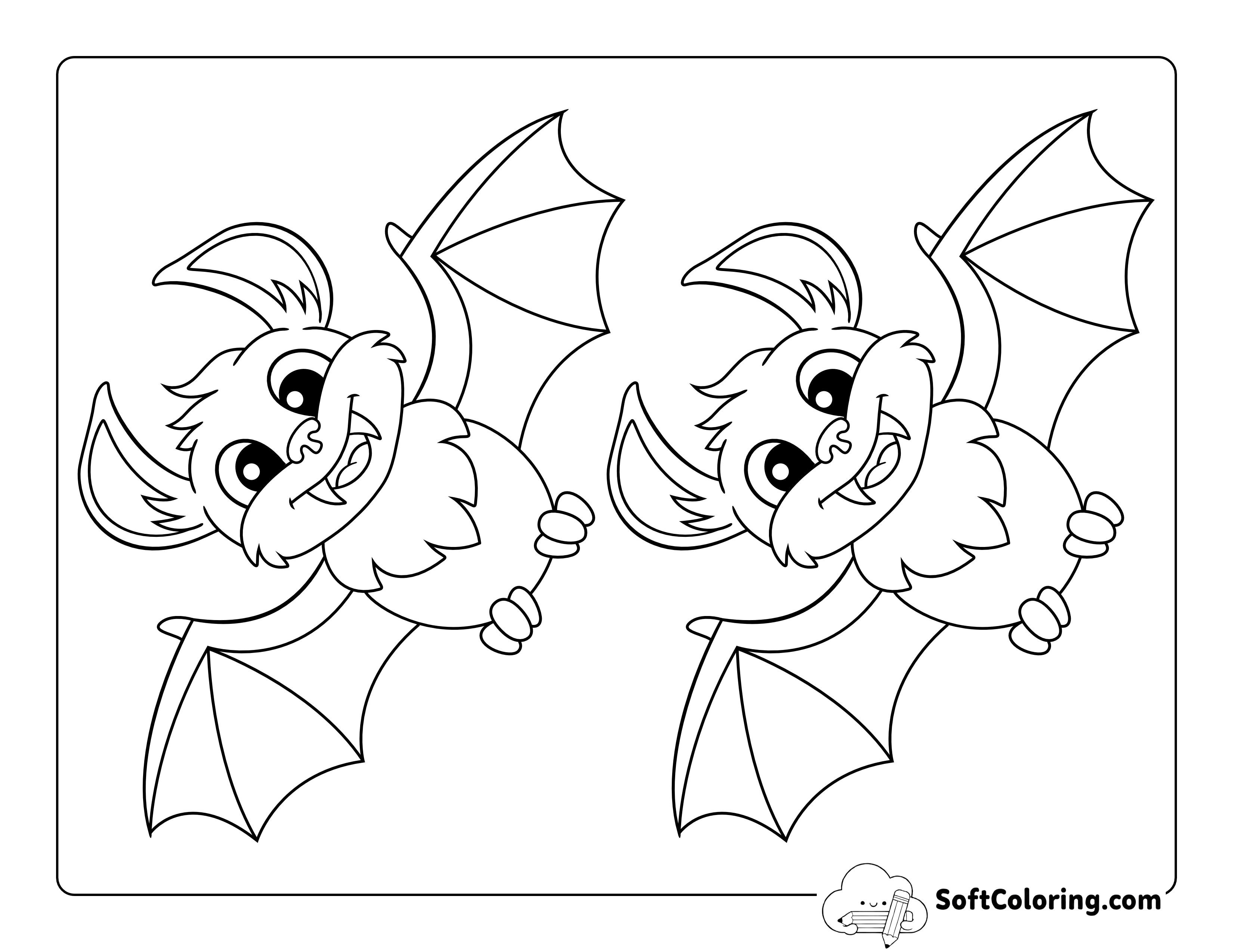 Vampire Bat Template to Color - Medium
