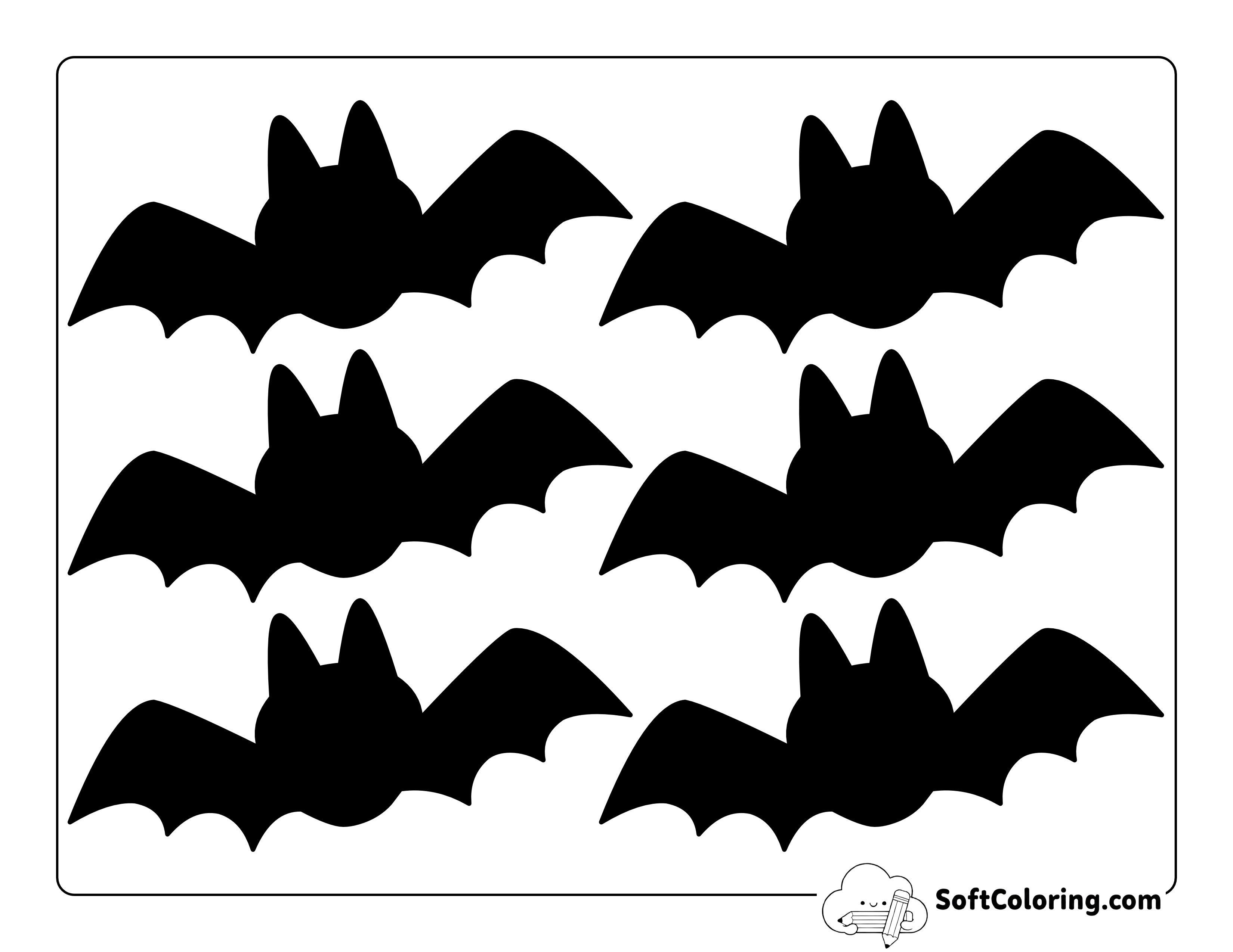 Black Bat Shape with Big Ears - Small