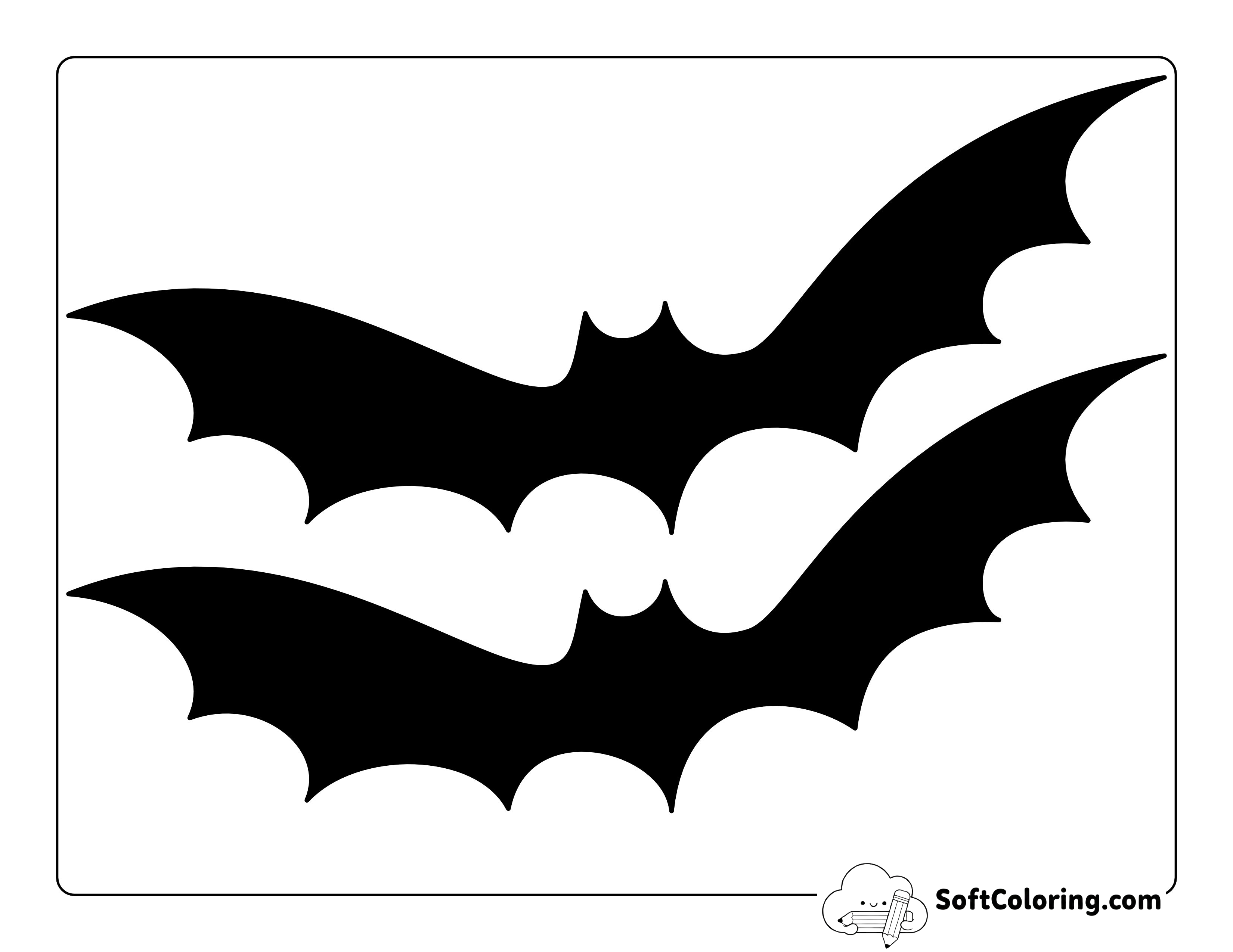 Black Flying Bat Template - Large