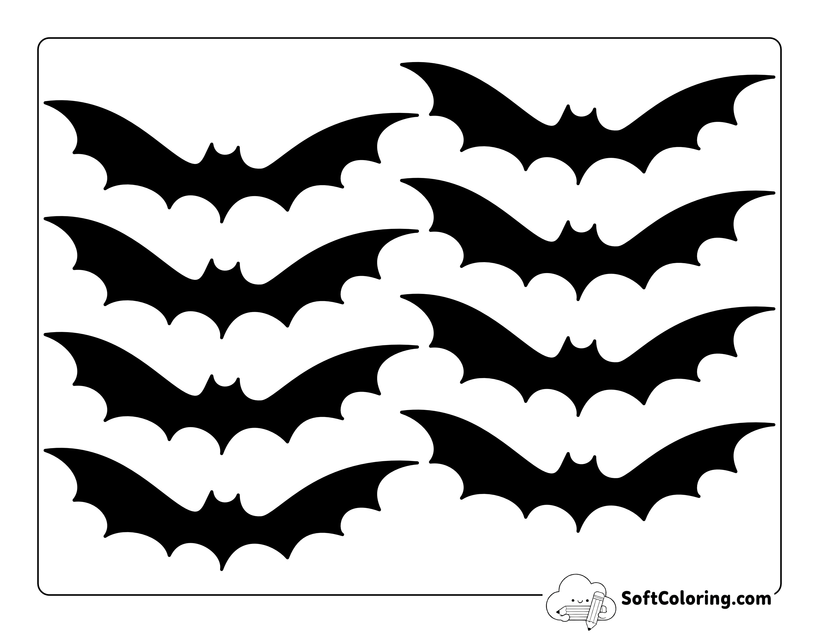 Black Flying Bat Template - Small