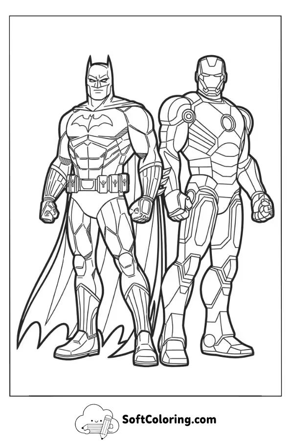 Batman and Iron Man Coloring Page