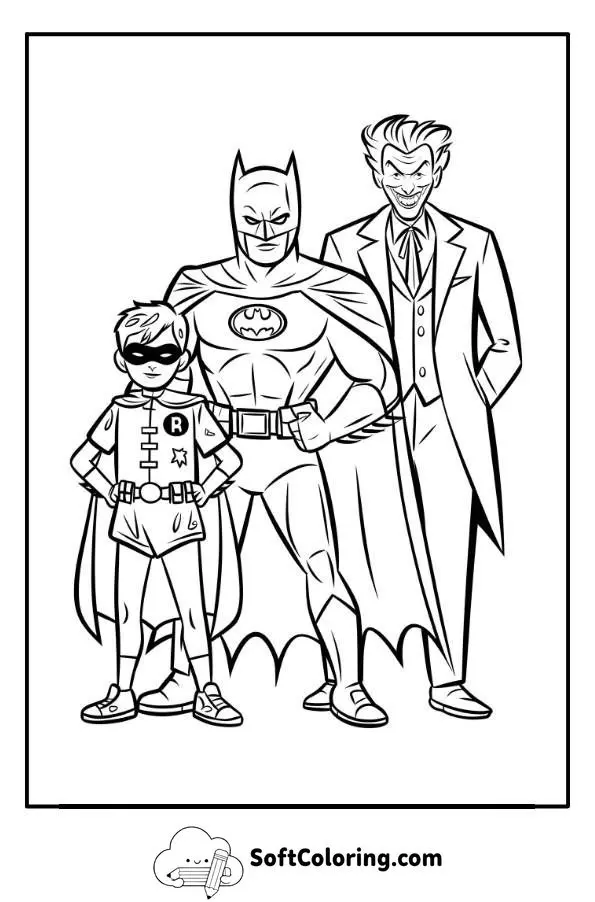 Batman Robin Joker Coloring Page