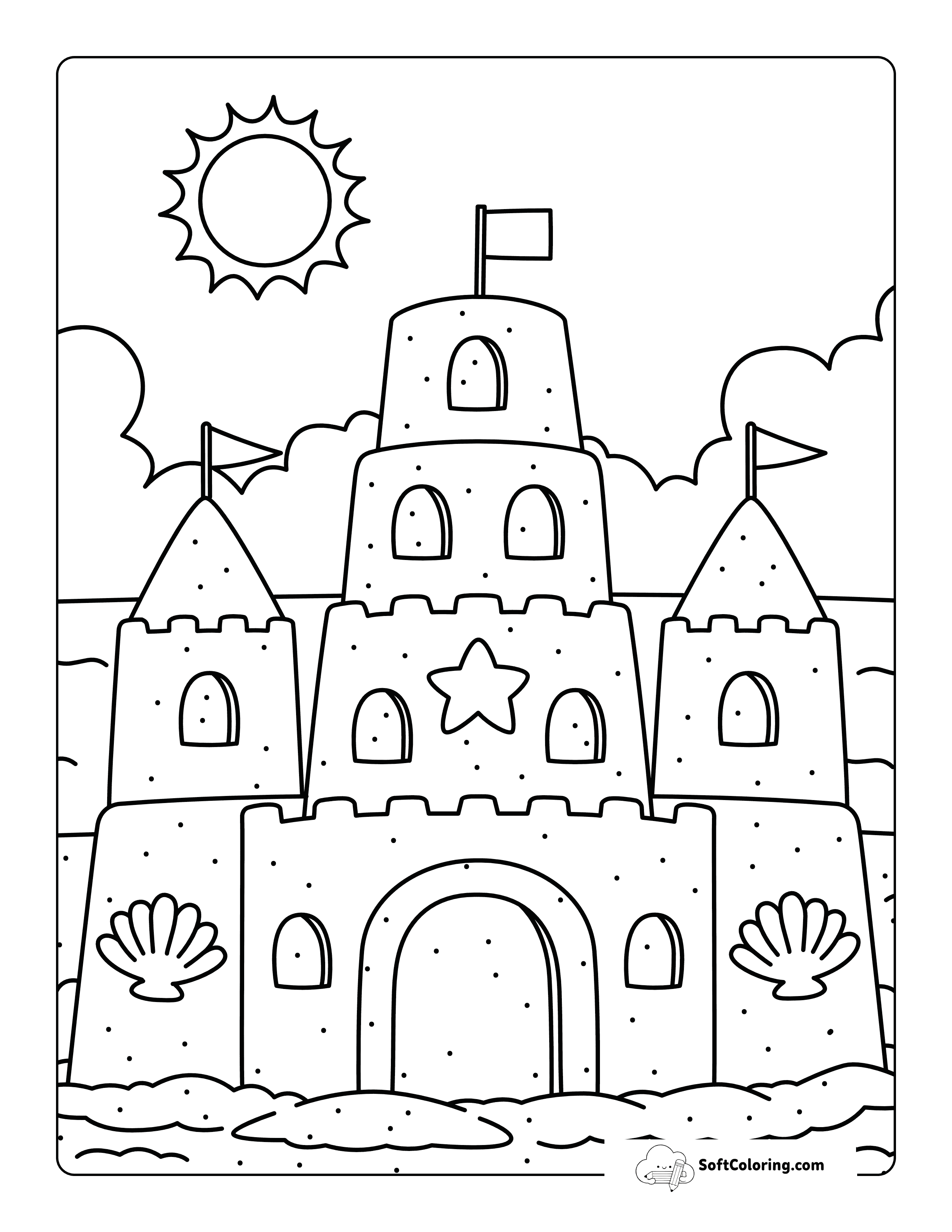 Cute Sandcastle Coloring Page