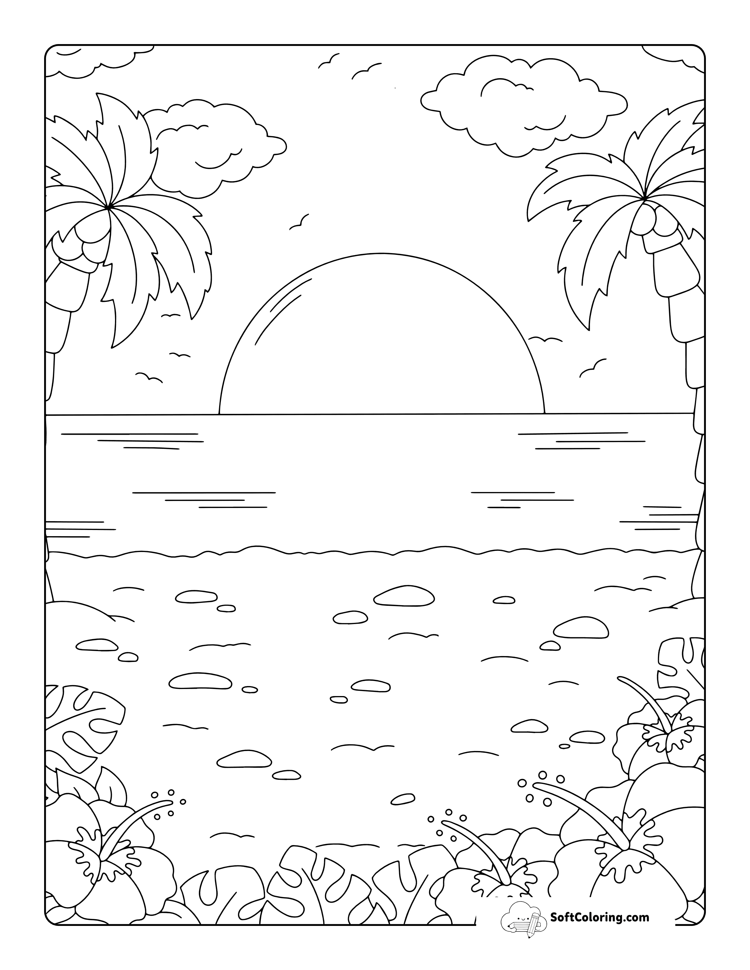 Cute Tropical Coloring Page