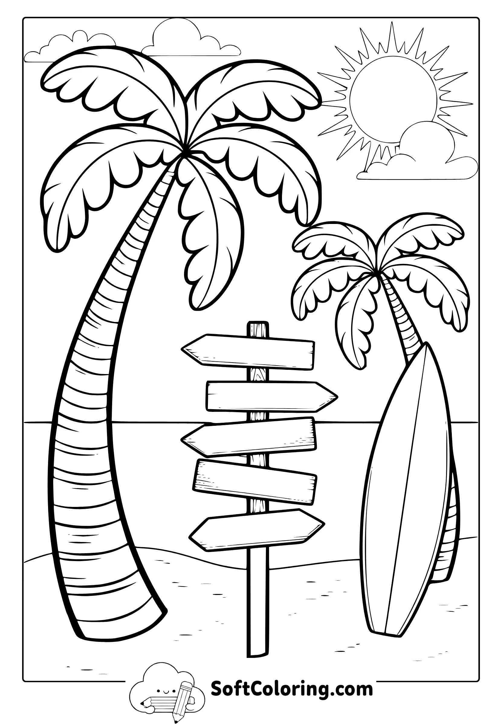 beach summer coloring page