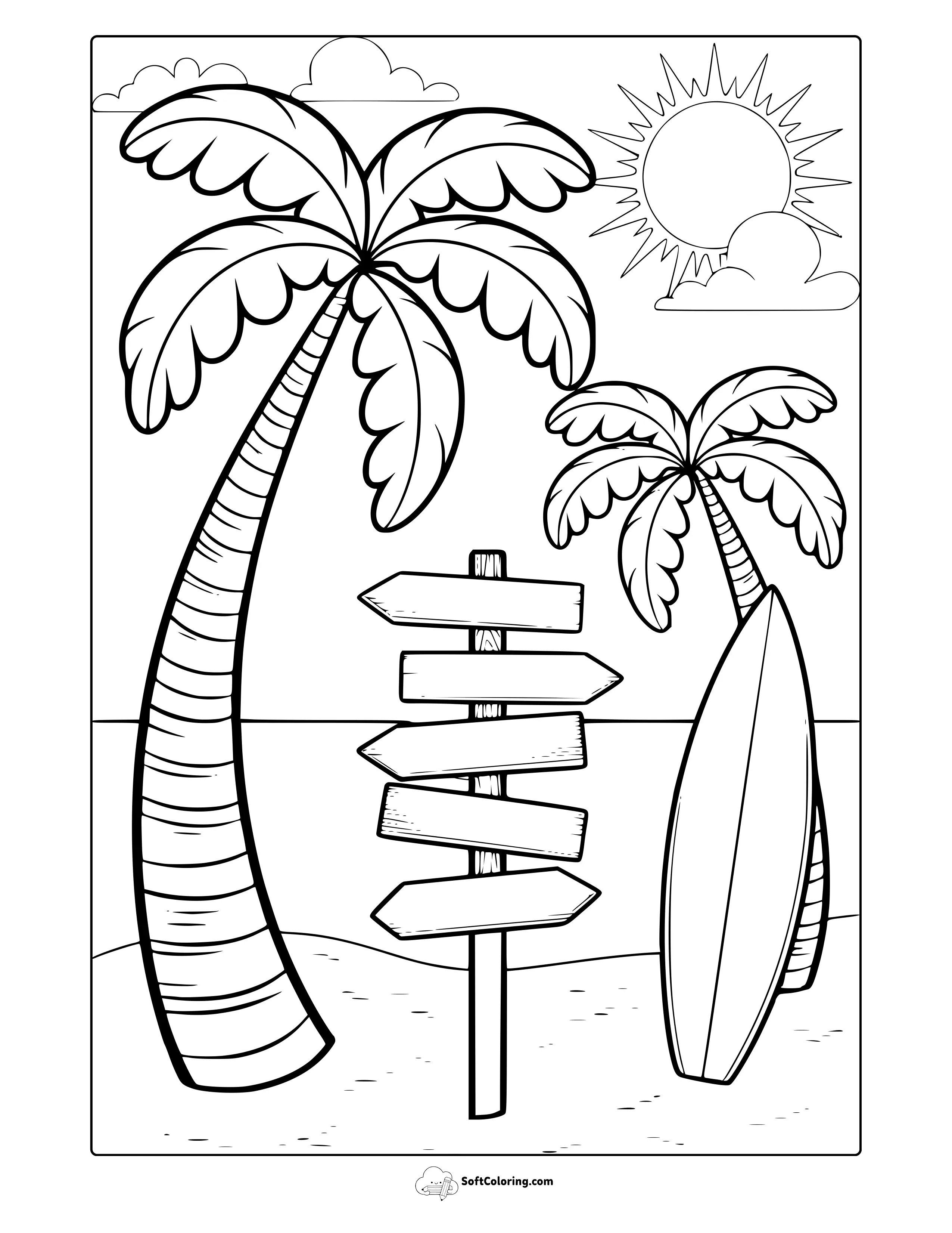 Beach Summer Coloring Page