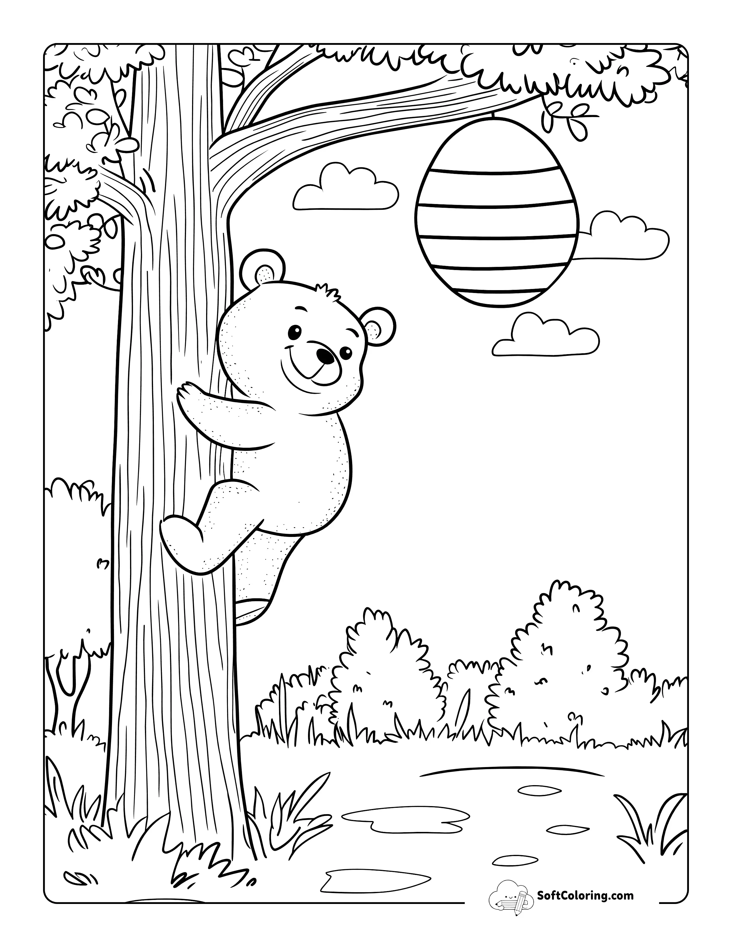 Cute Honey Bear Coloring Page For Kids