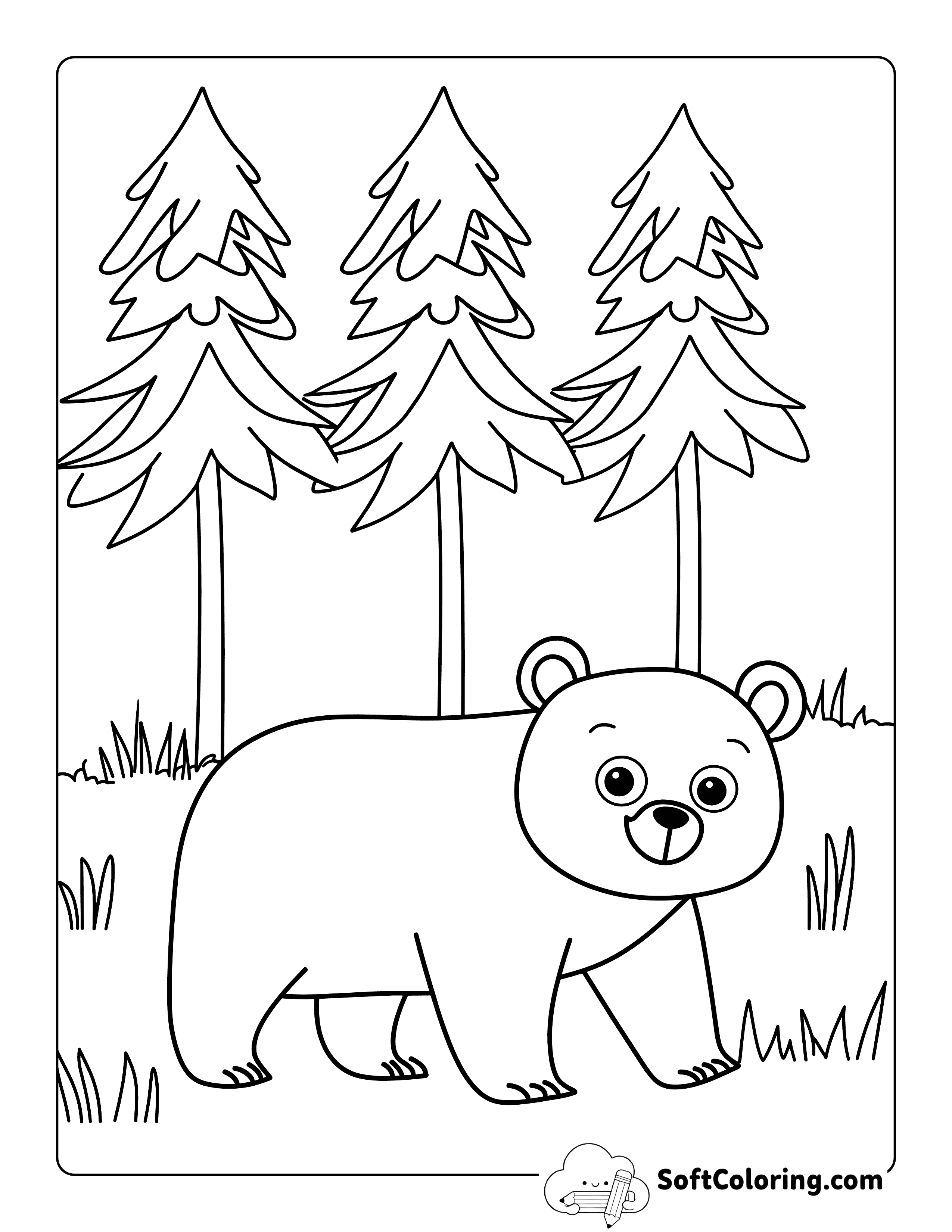 Easy Preschool Bear Coloring Page Printable
