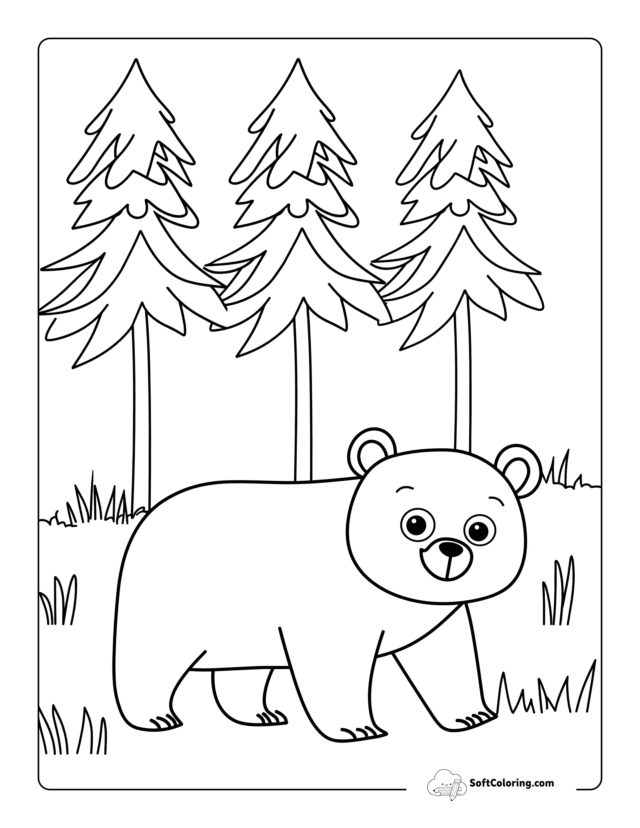 Easy Preschool Bear Coloring Page Printable