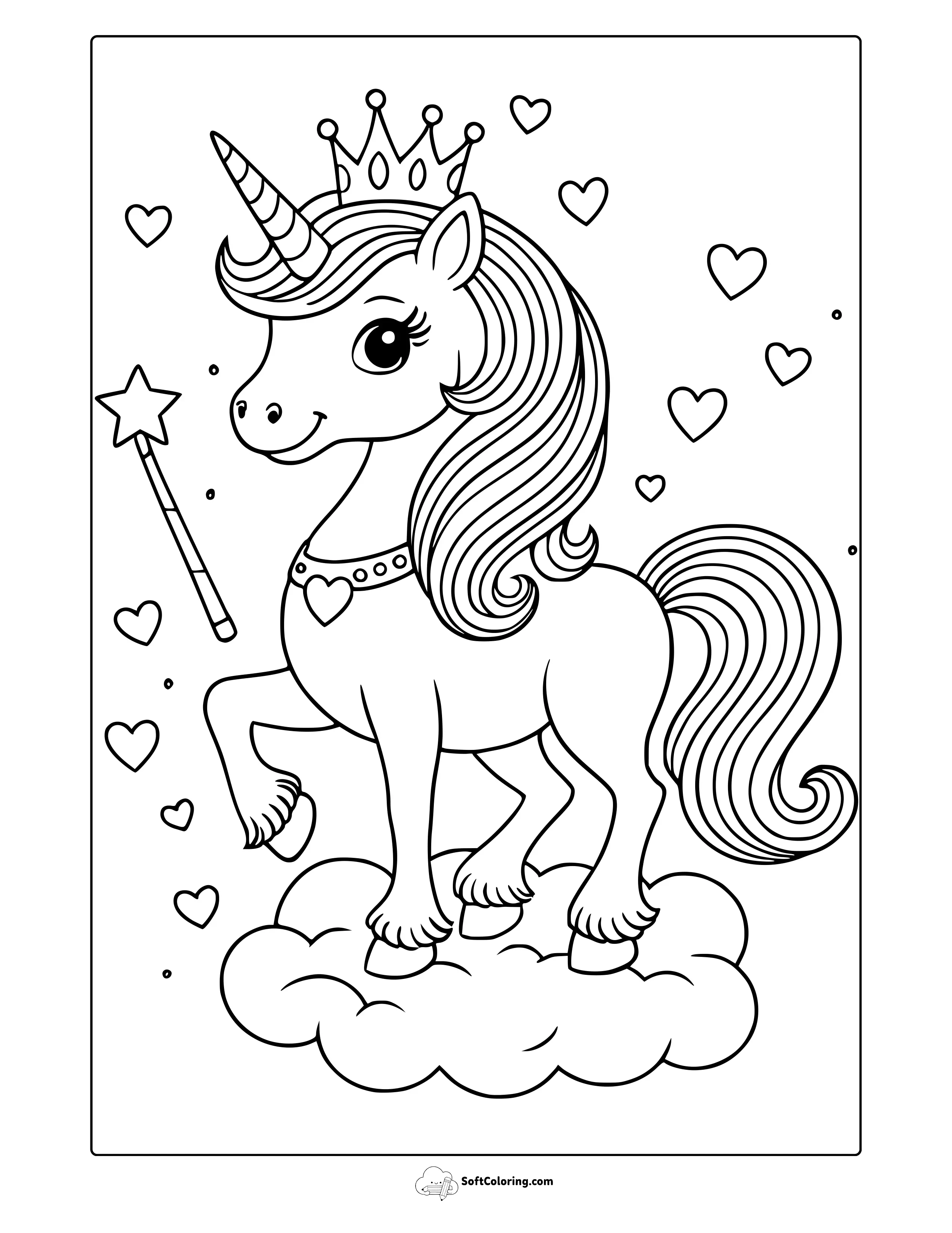 Beautiful Unicorn Coloring Page