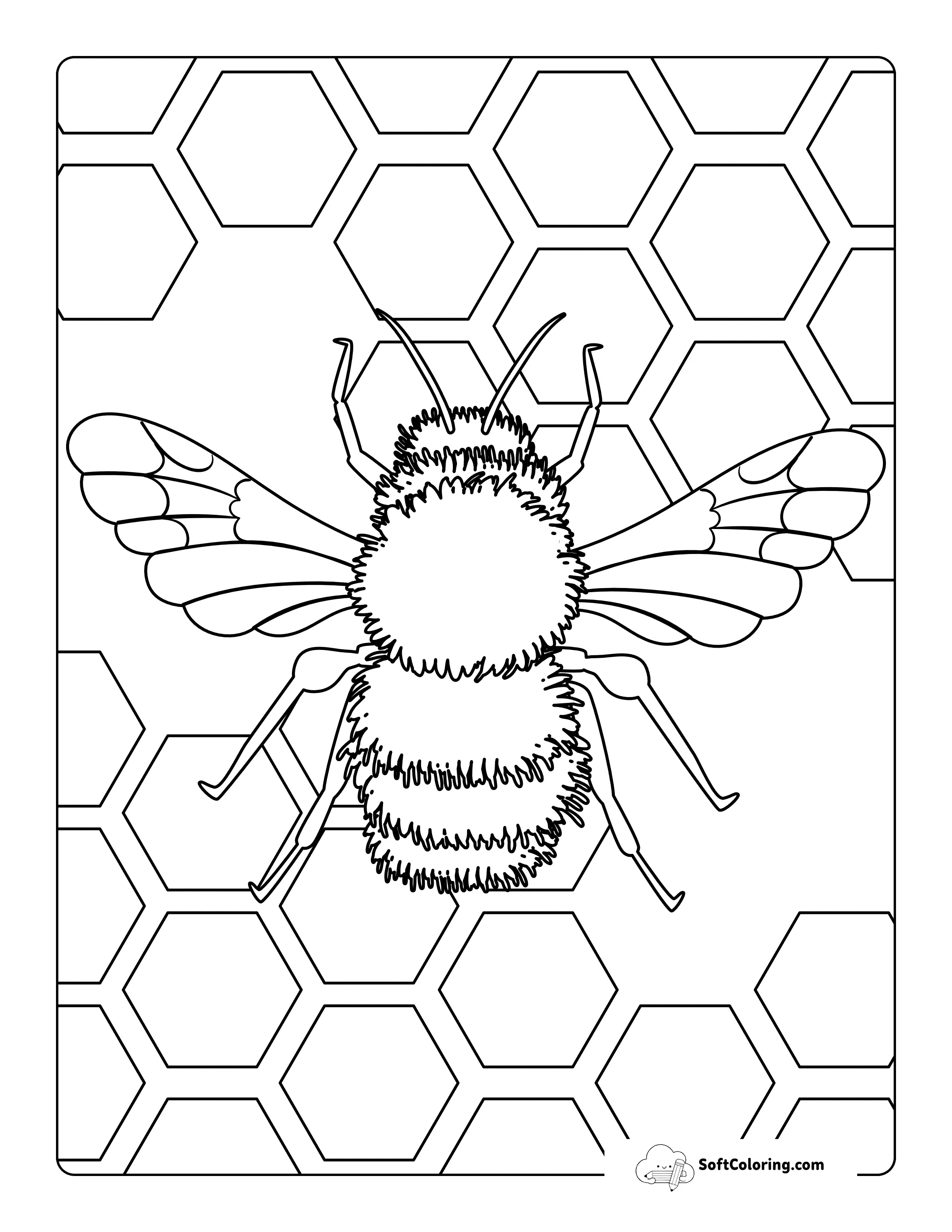 Realistic Bumblebee Coloring Page For Adults