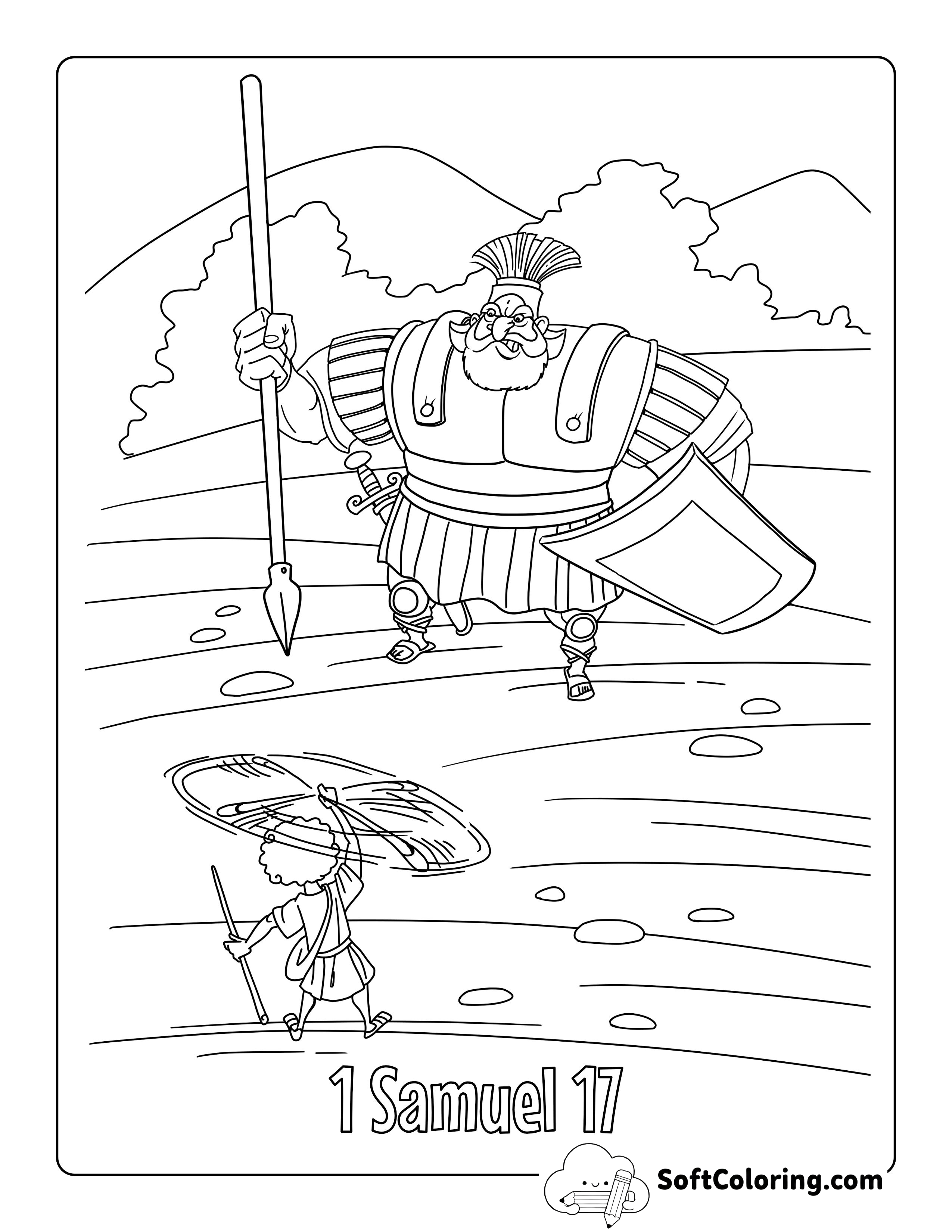 David and Goliath Bible Picture to Color