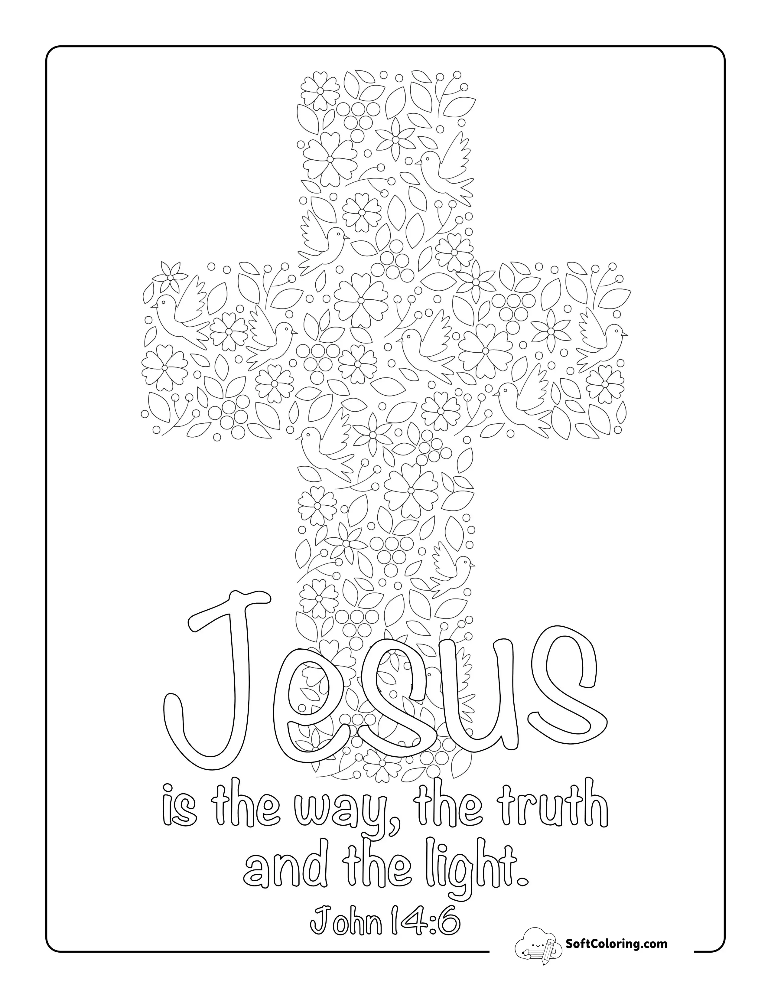 Christian Cross Coloring Sheet For Teens