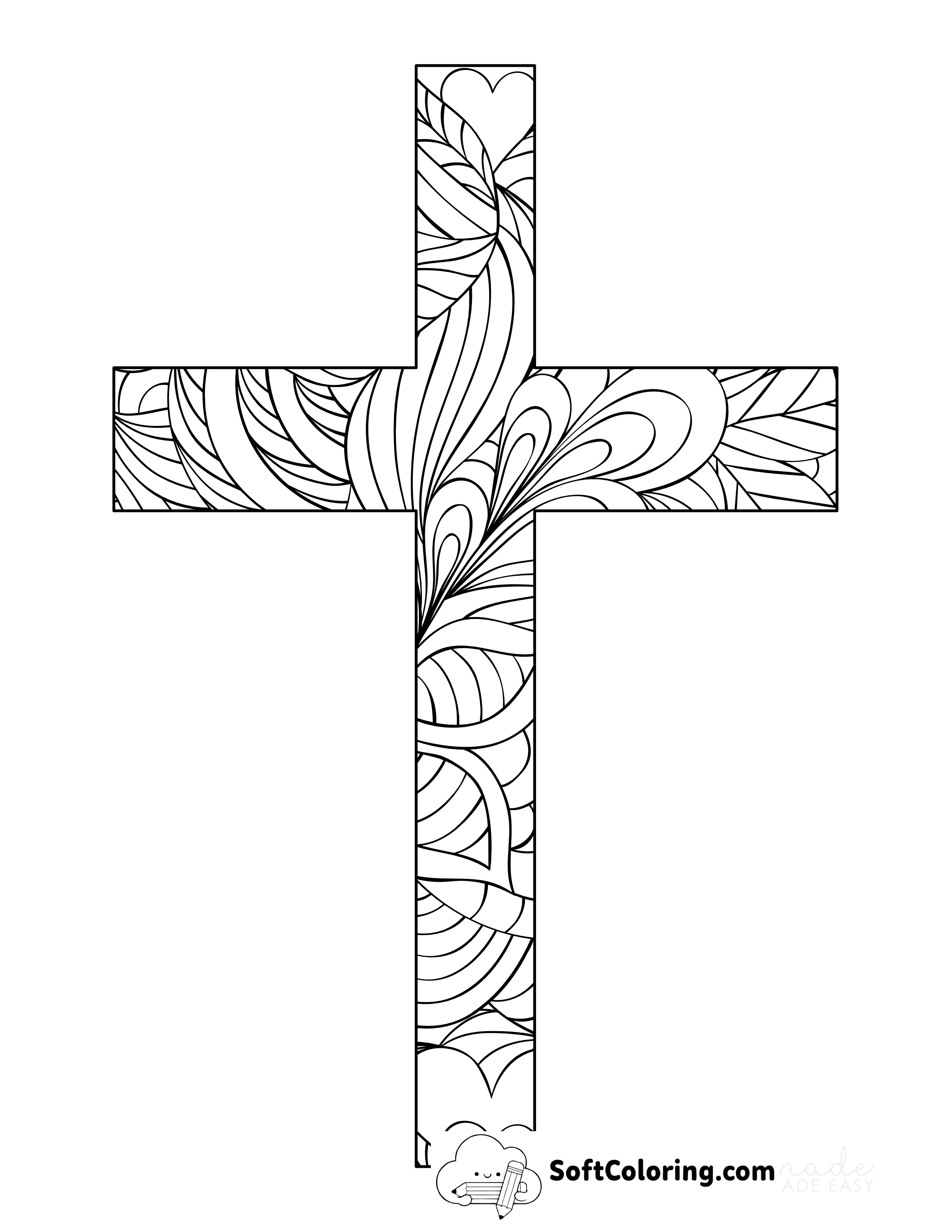 Mindfulness Christian Cross Coloring Page