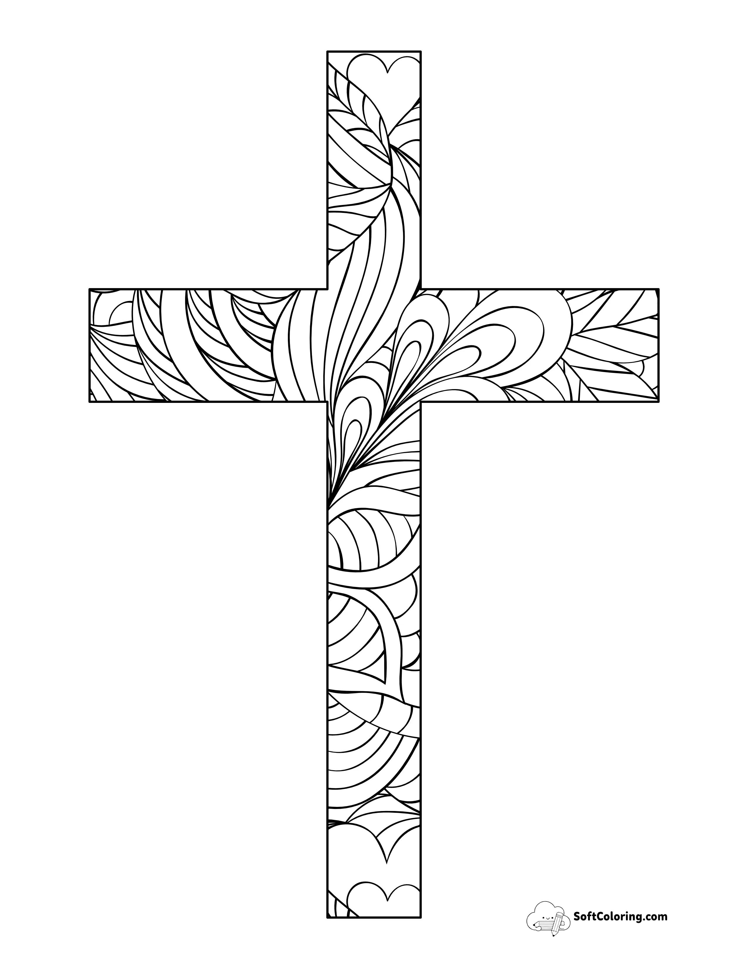 Mindfulness Christian Cross Coloring Page