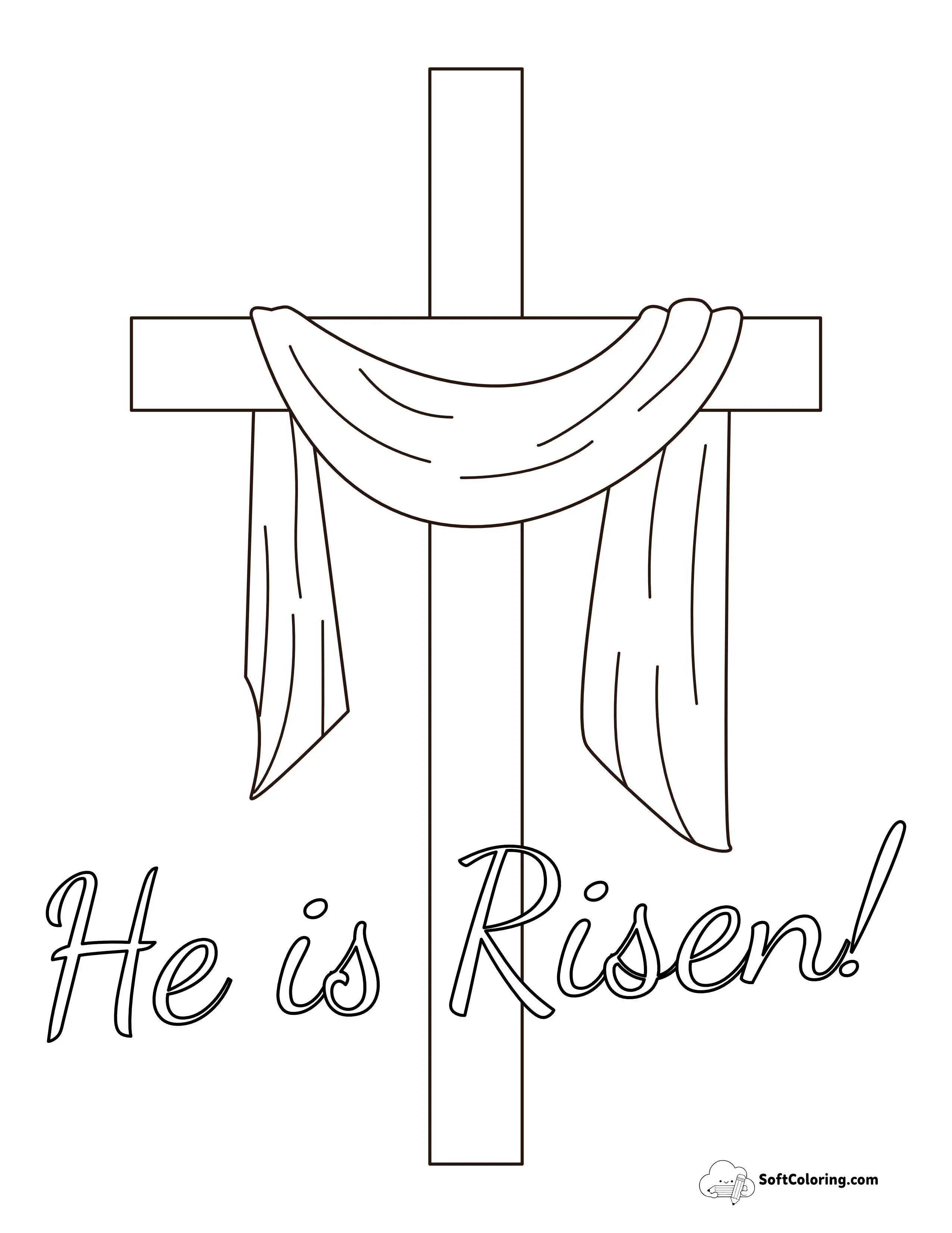 "He Is Risen" Easter Coloring Page