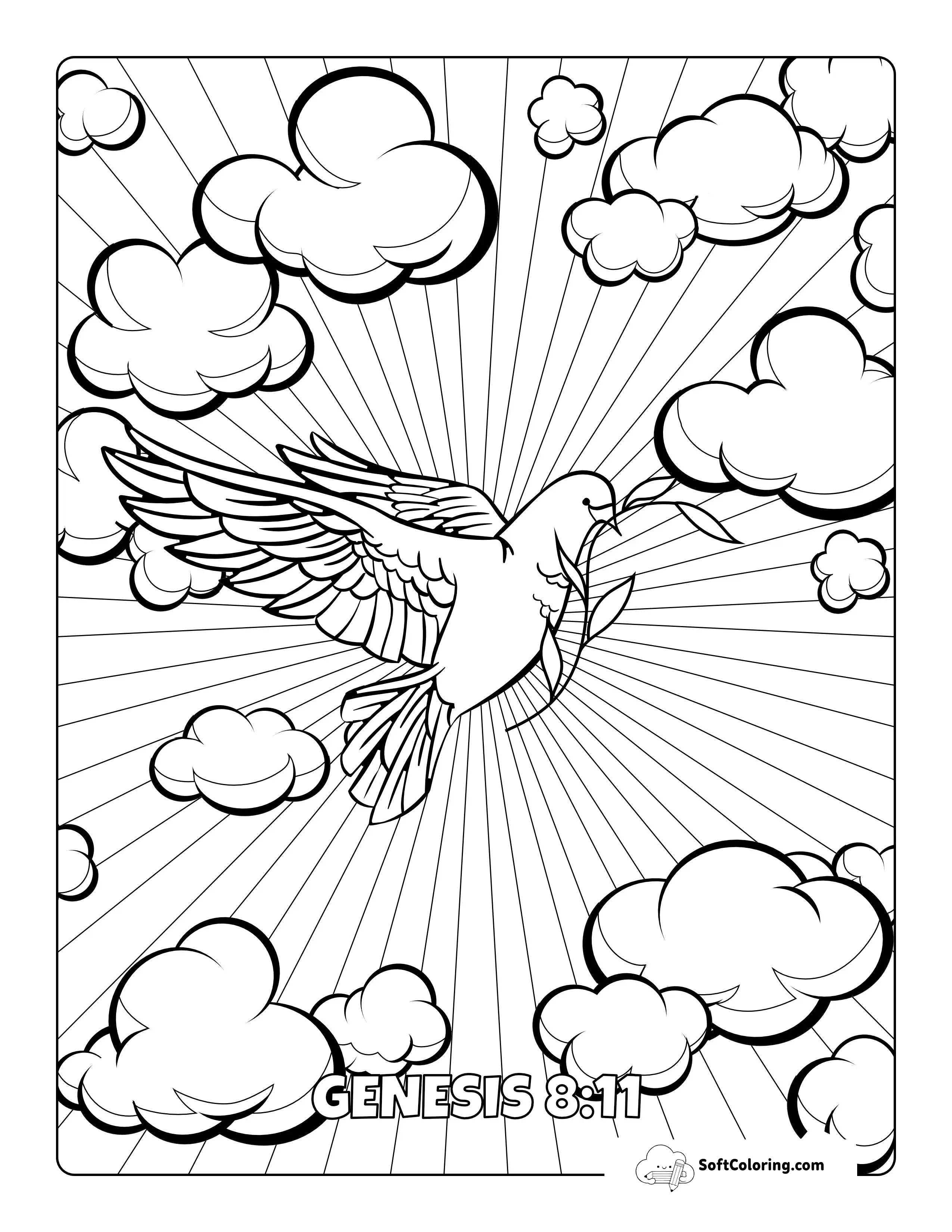 Dove With Olive Branch Genesis Coloring Sheet
