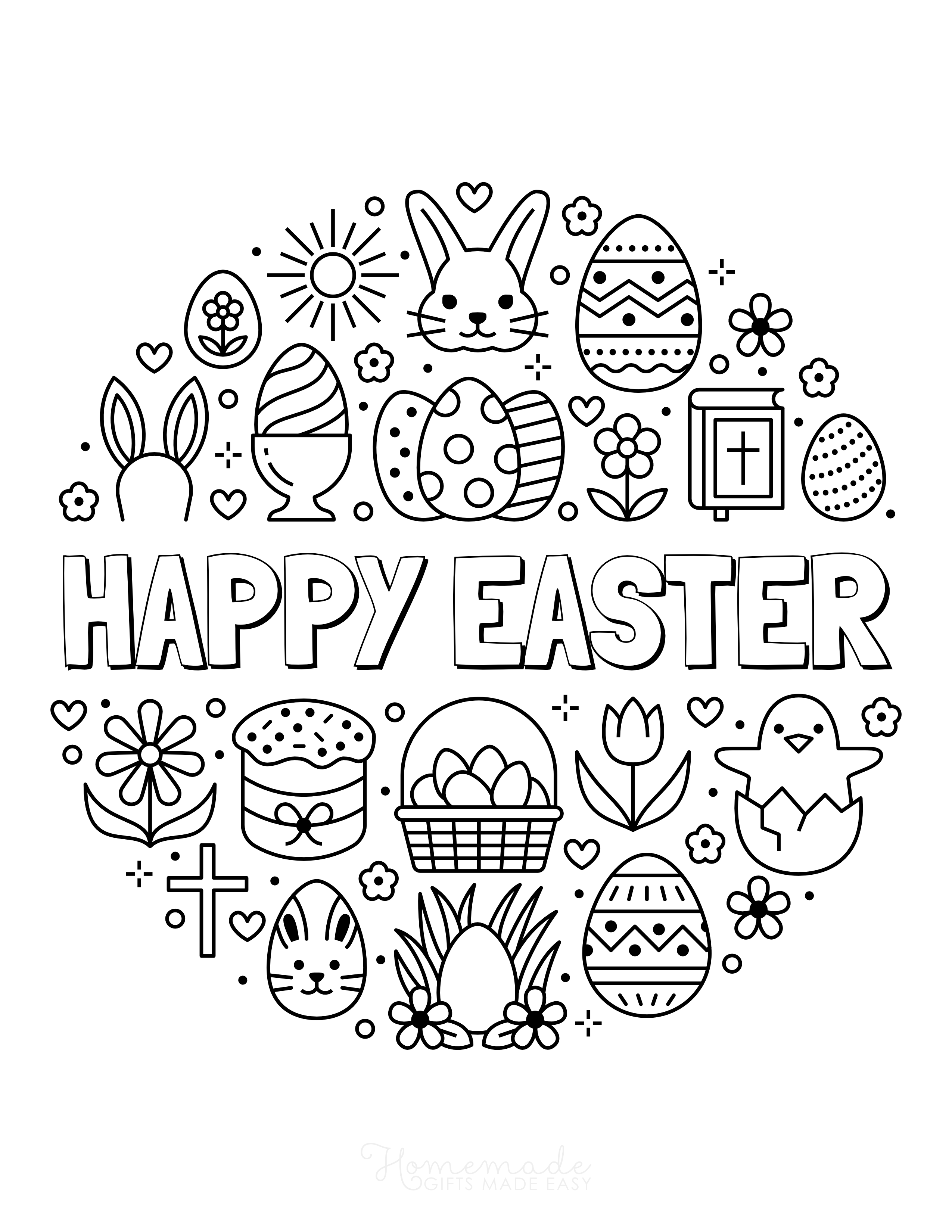 Happy Easter Coloring Page