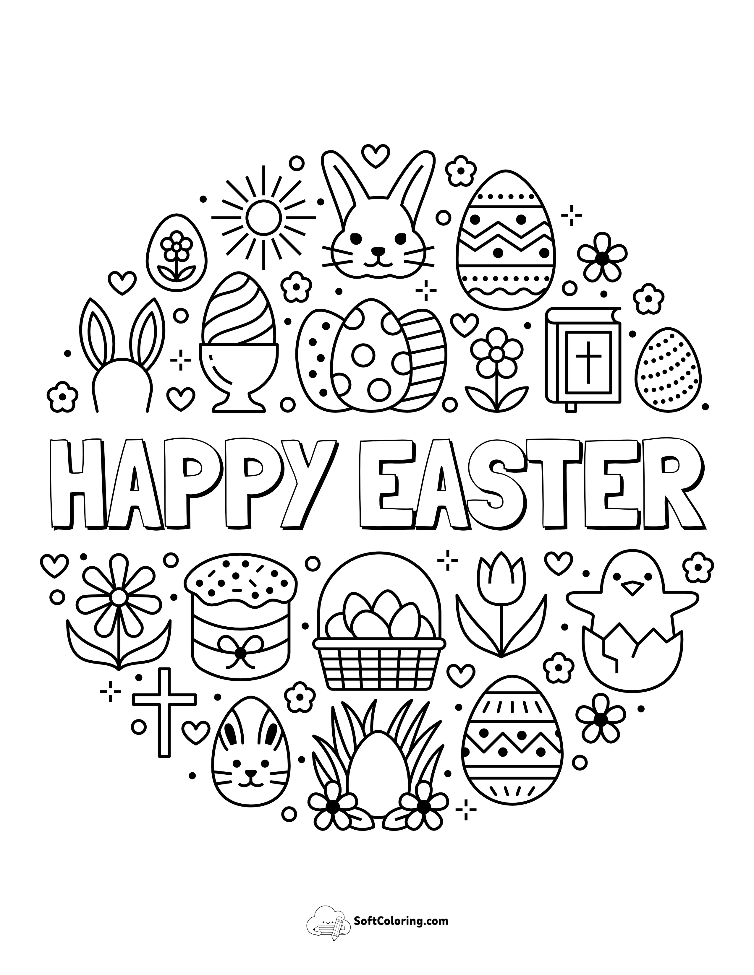 Happy Easter Coloring Page