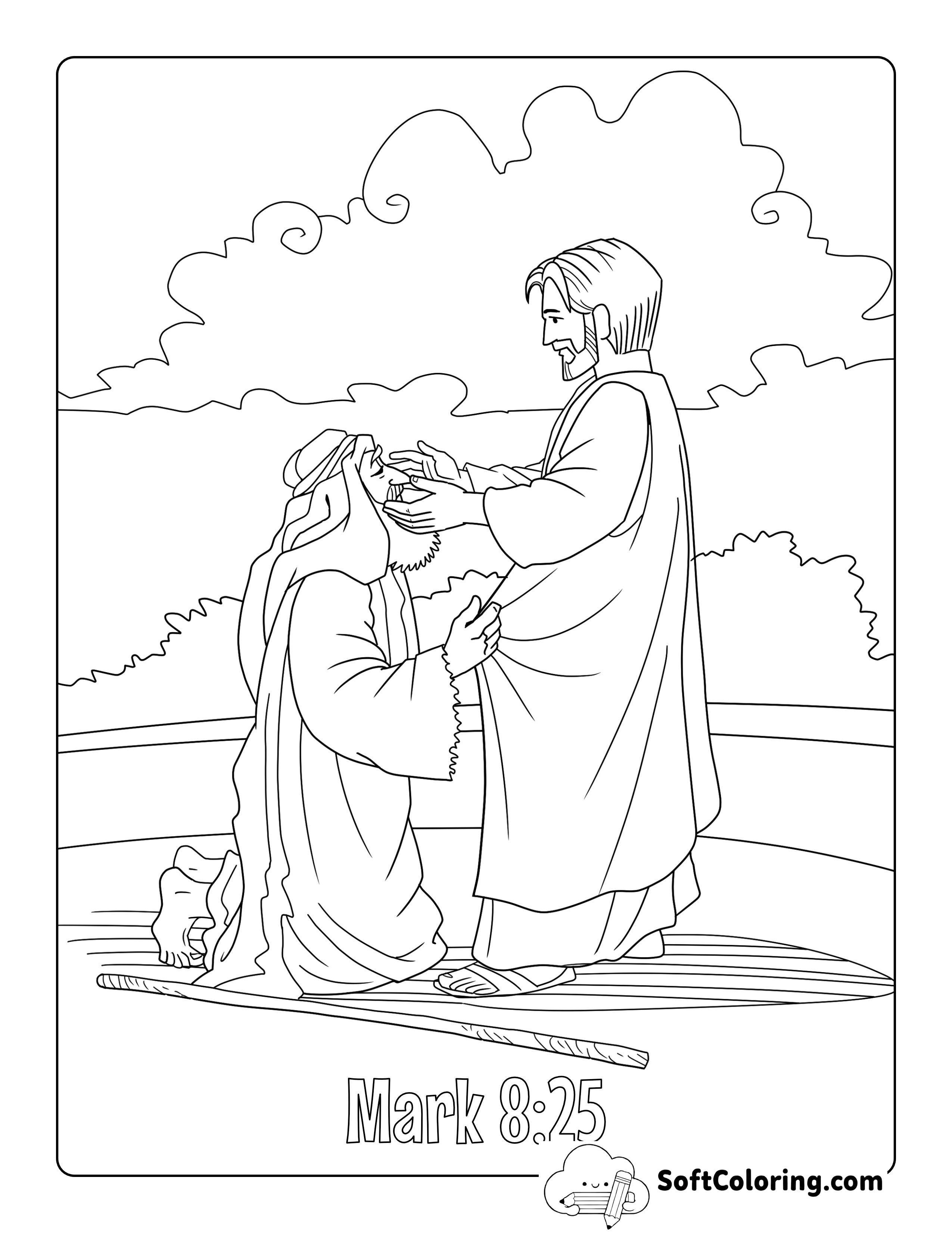 Jesus Heals a Blind Man Bible Story Coloring Page