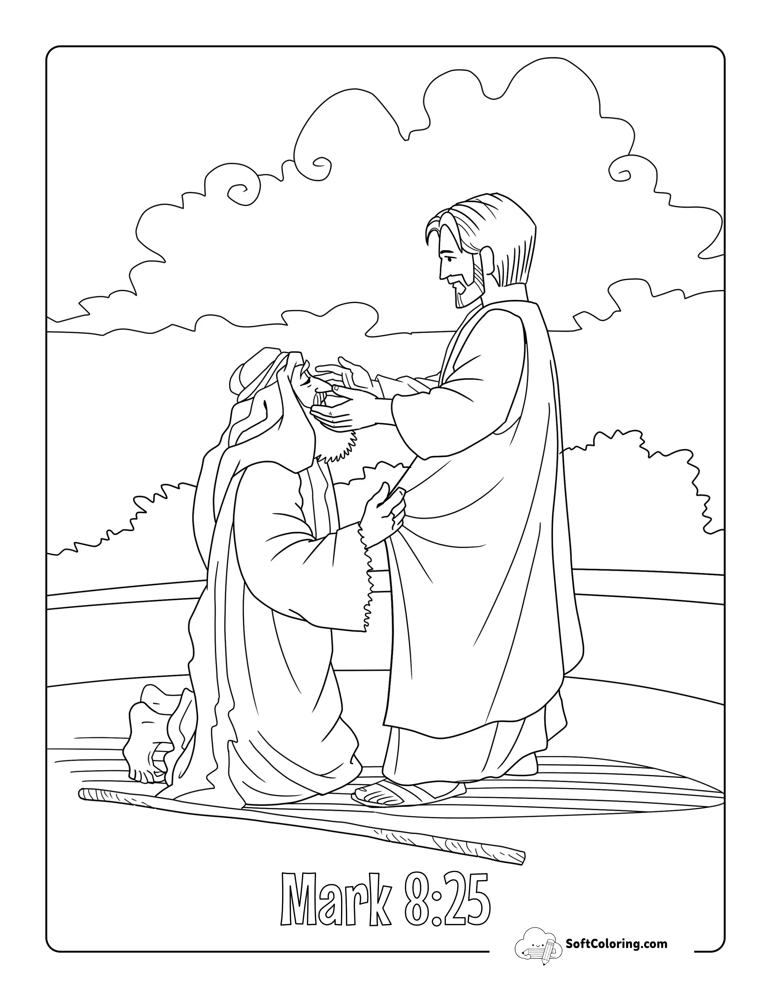 Jesus Heals A Blind Man Bible Story Coloring Page