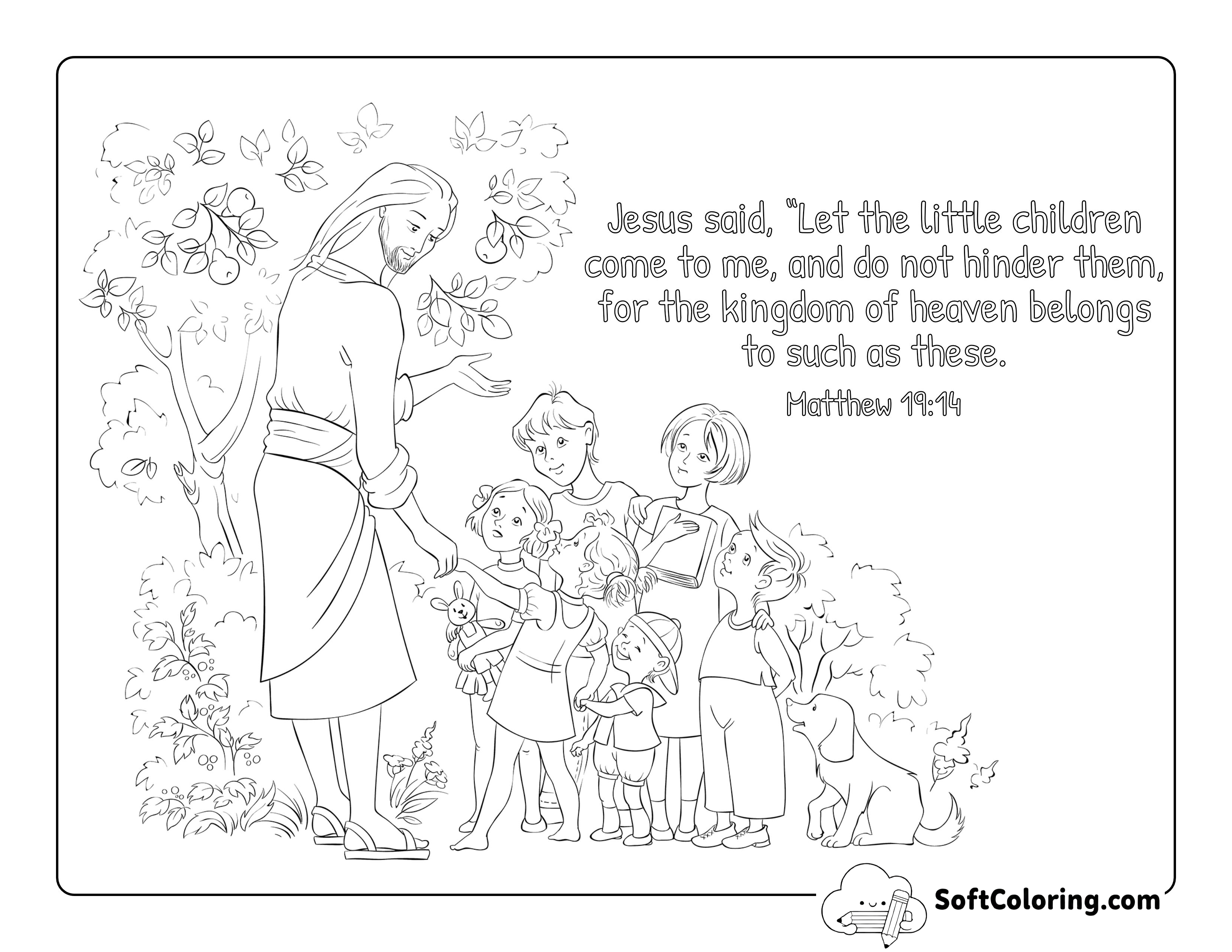 Jesus with Children Picture to Color