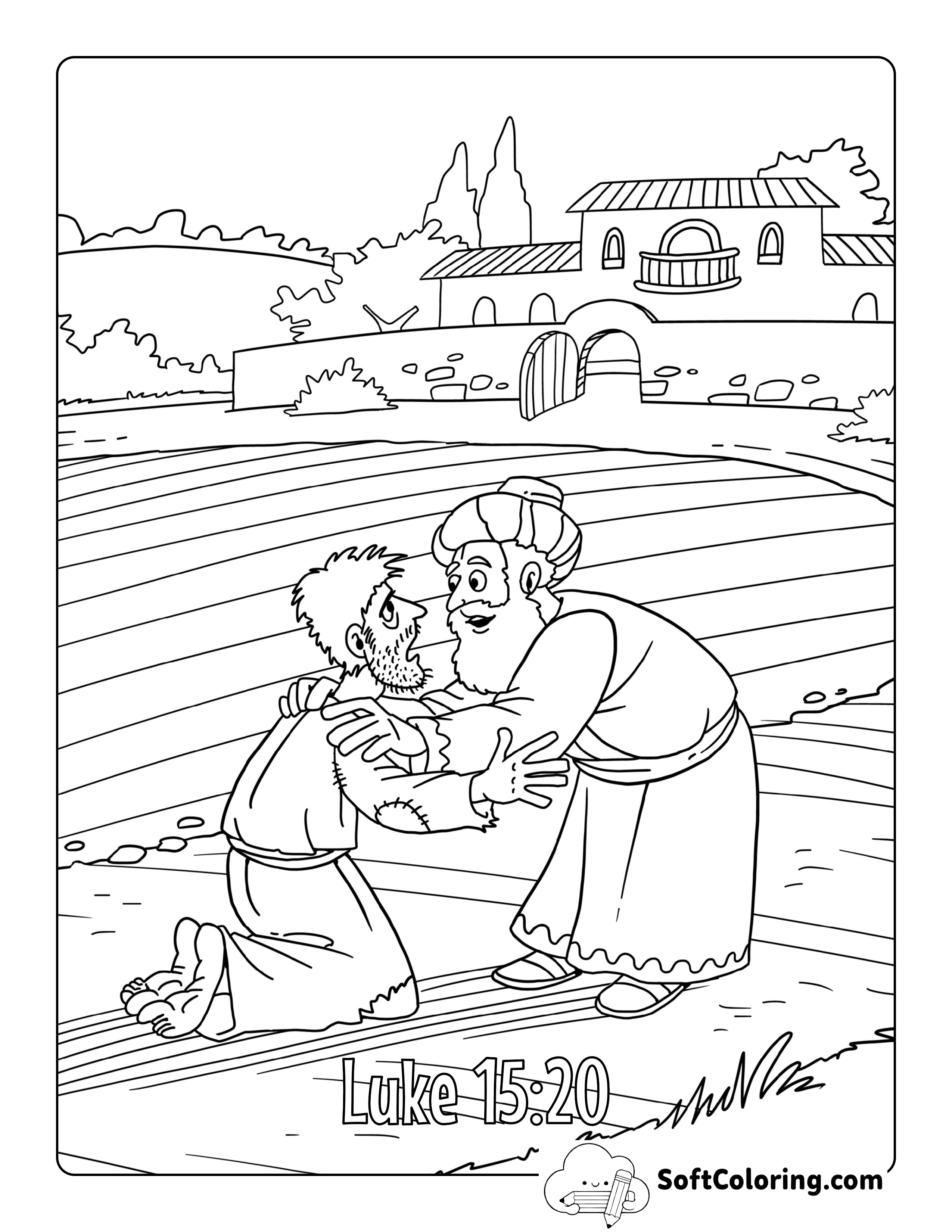 Parable of the Lost Son Bible Coloring Sheet