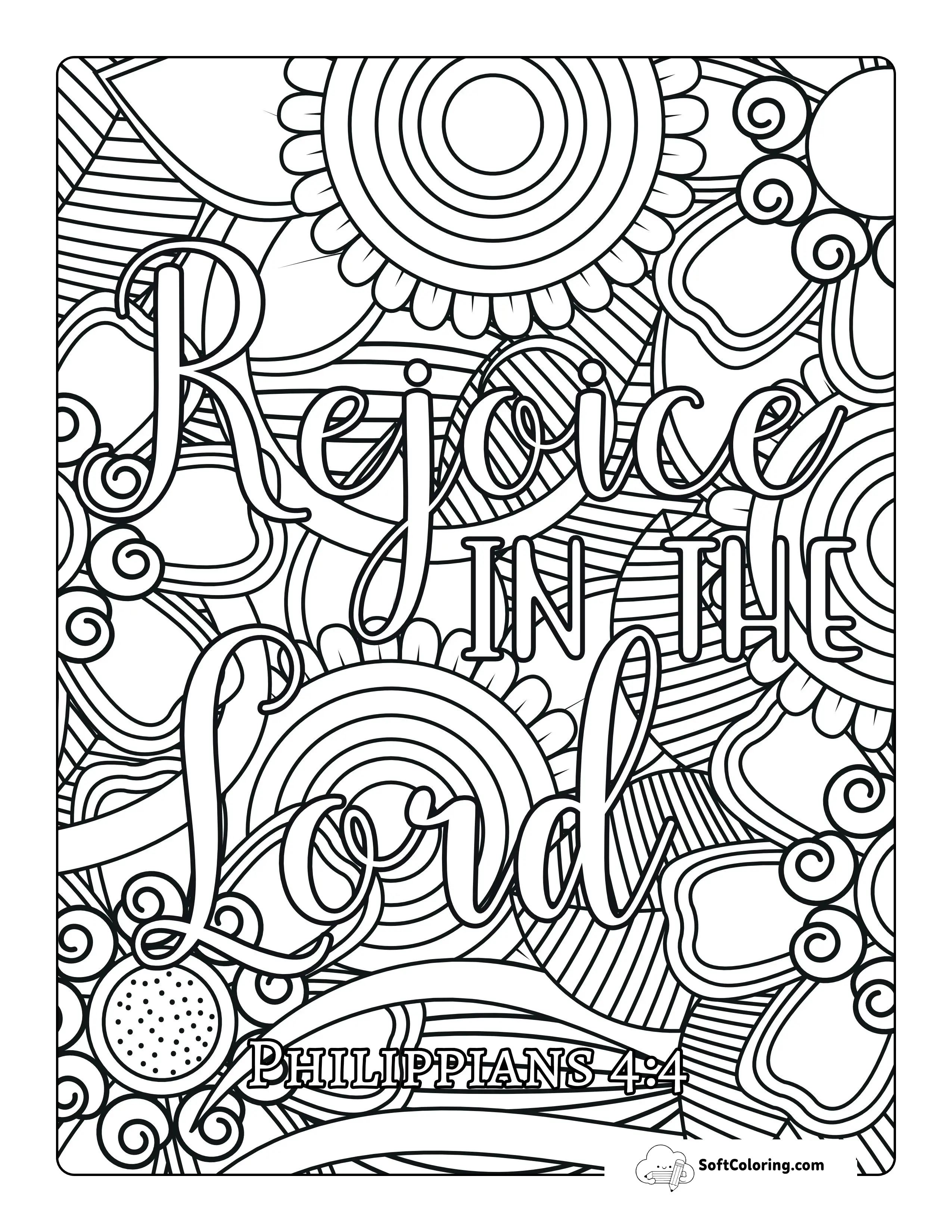 "Rejoice In The Lord" Bible Quote To Color