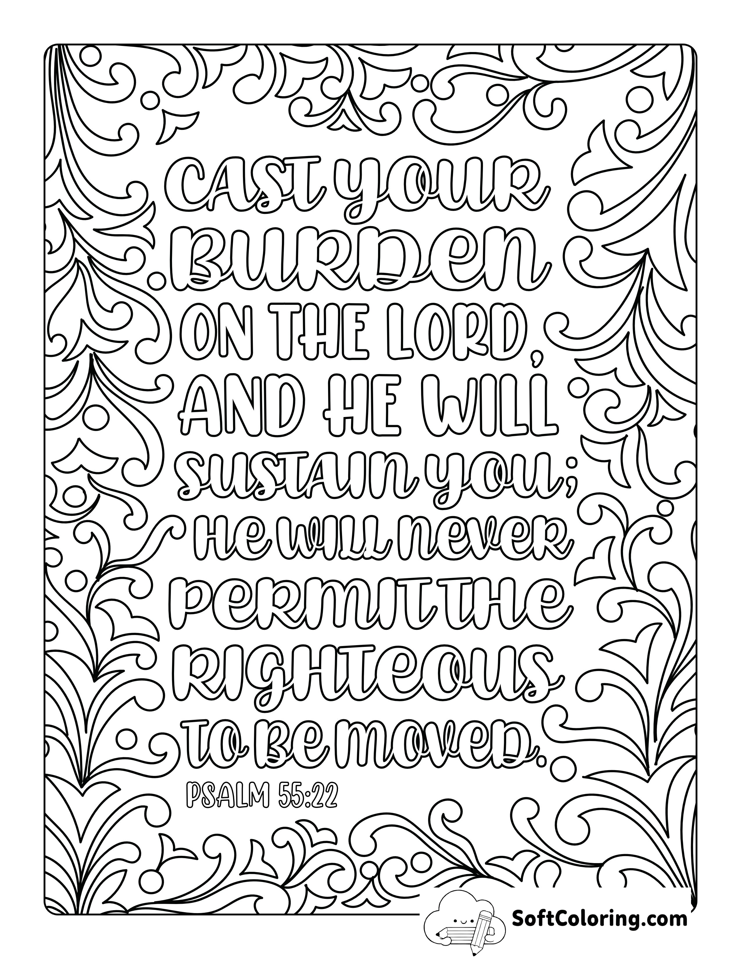 Psalm 55 Bible Coloring Page