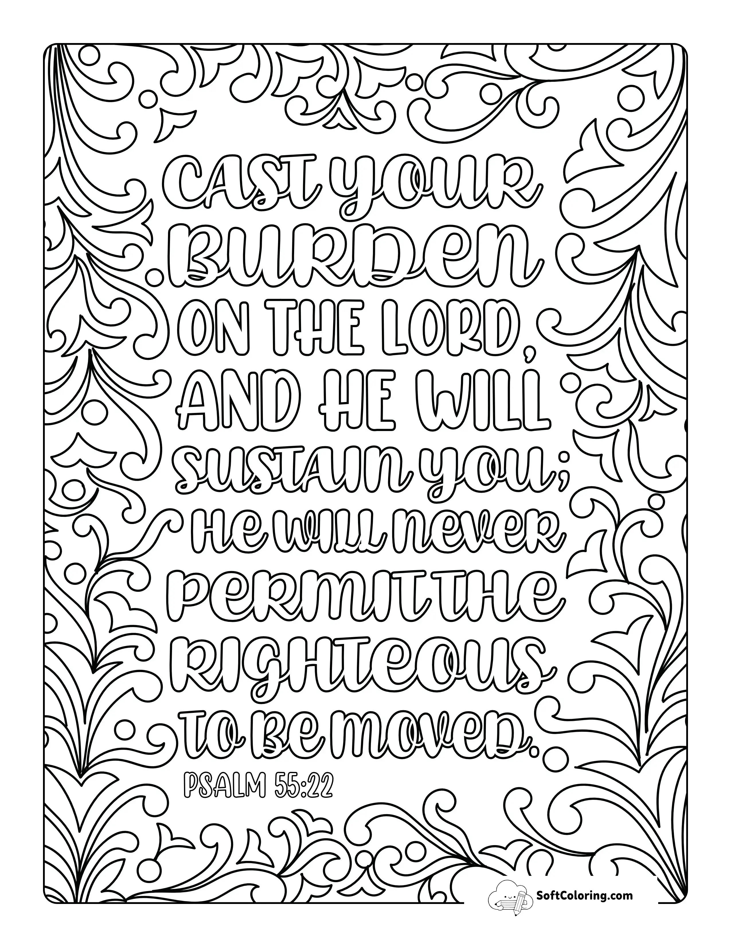 Psalm 55 Bible Coloring Page