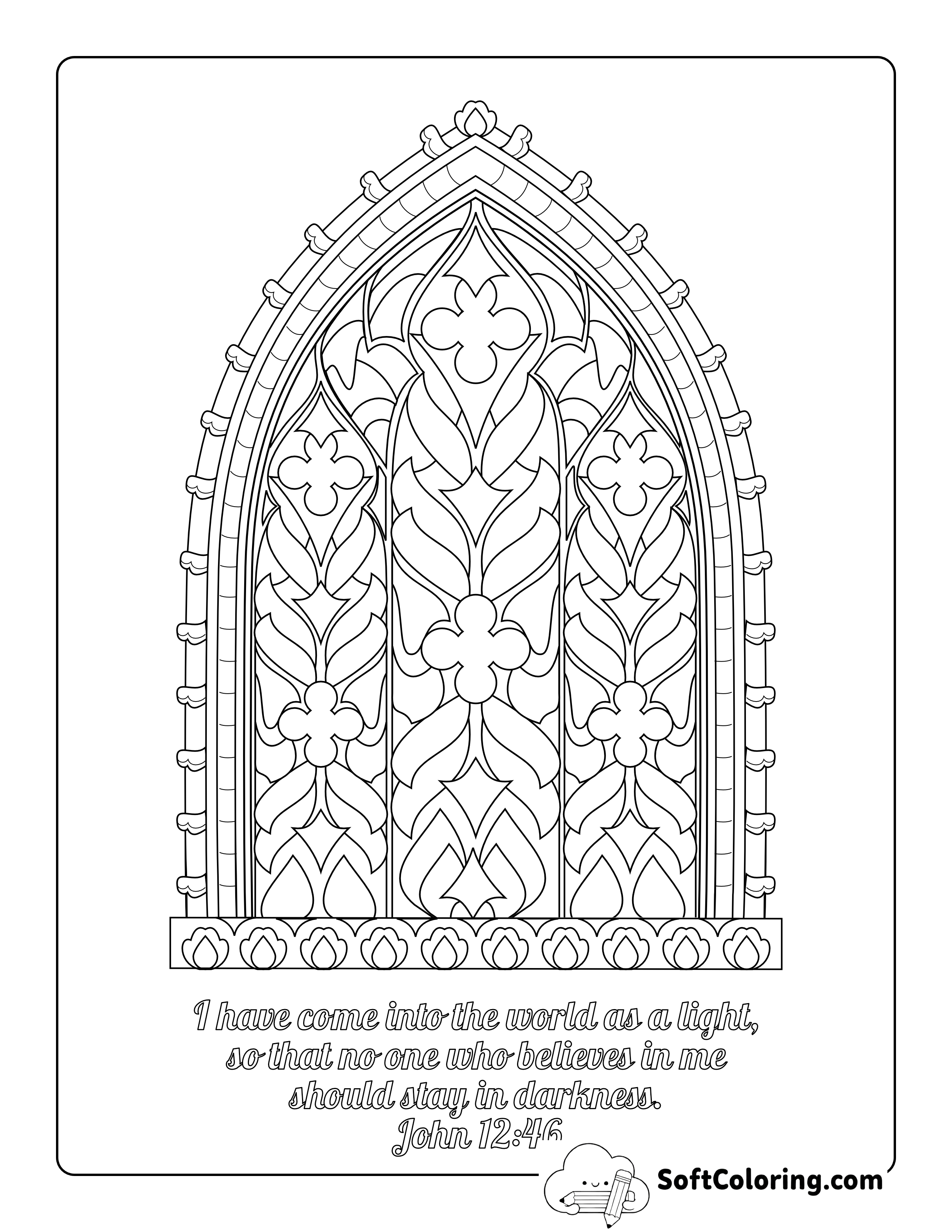 Christian Stain Glass Window Coloring Page