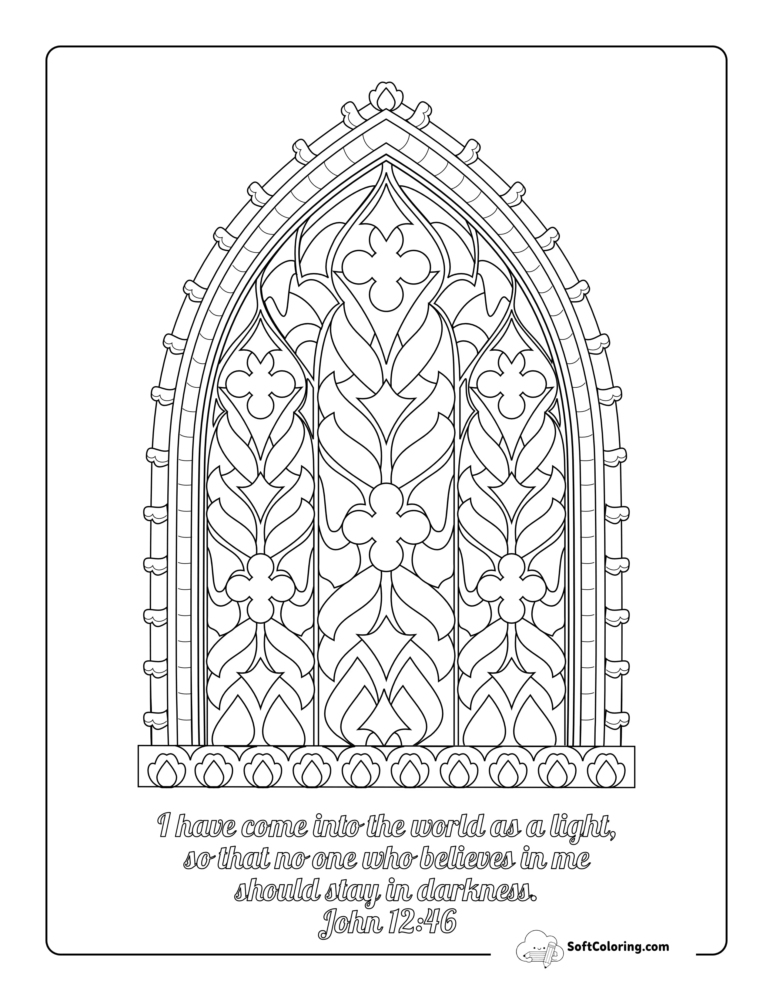 Christian Stain Glass Window Coloring Page