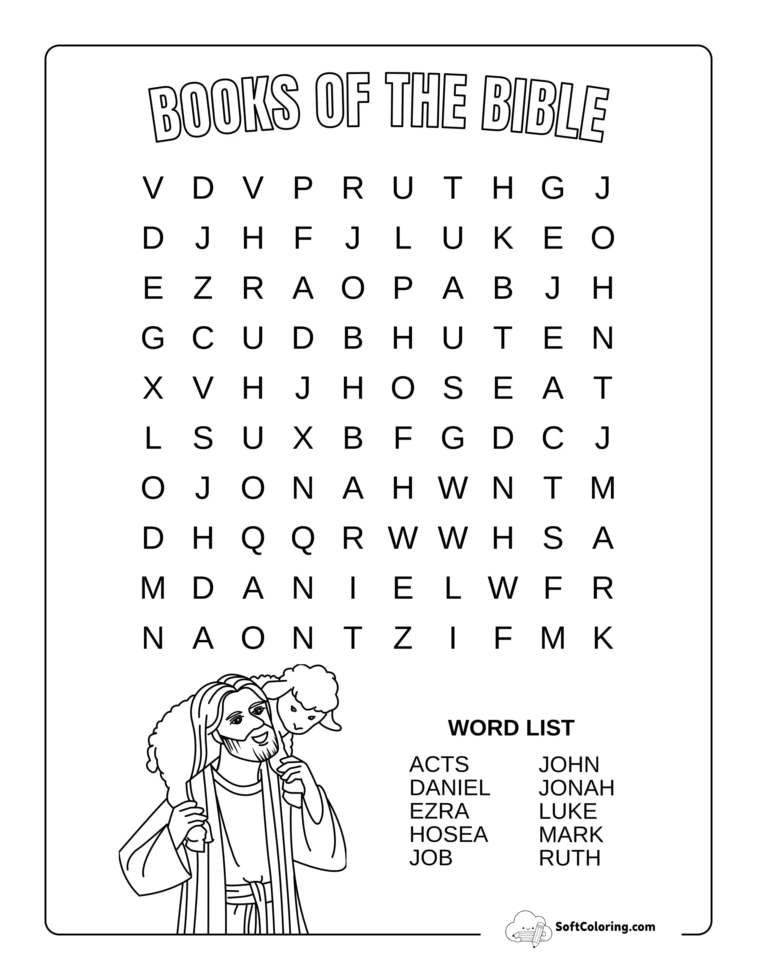 Books Of The Bible Word Puzzle - Easy