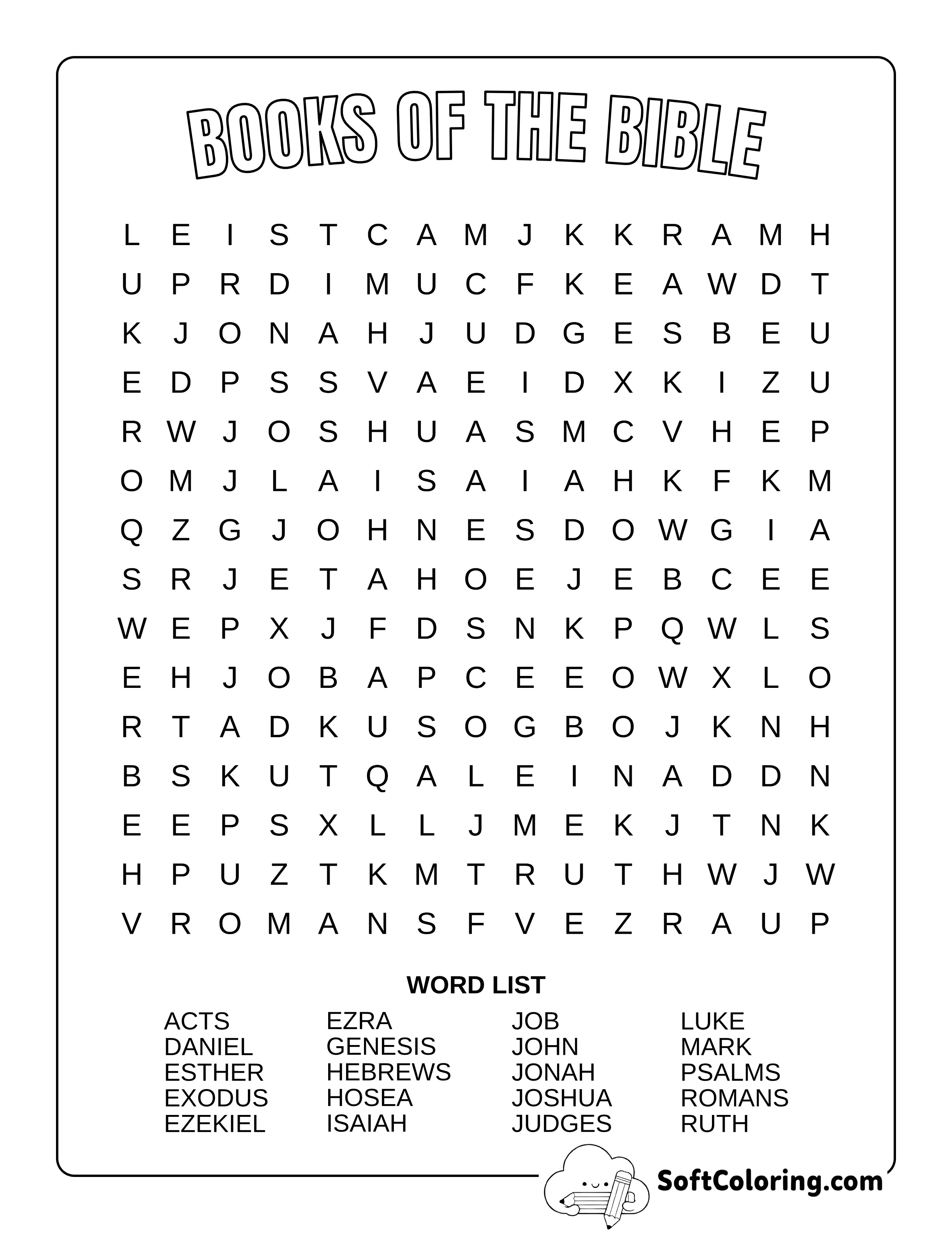 Books of the Bible - 20 Word Puzzle