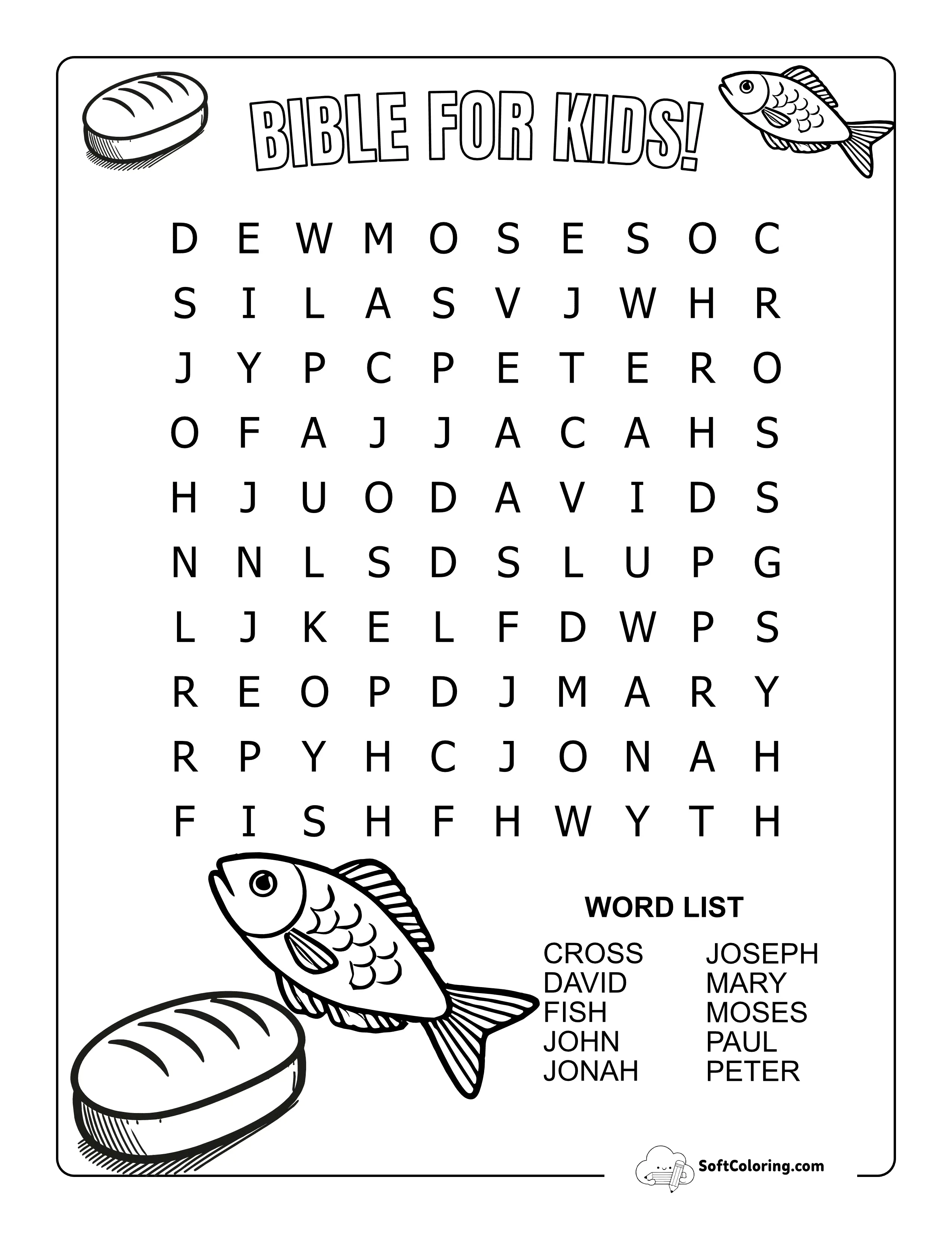*New* Easy Bible Word Search For Kids