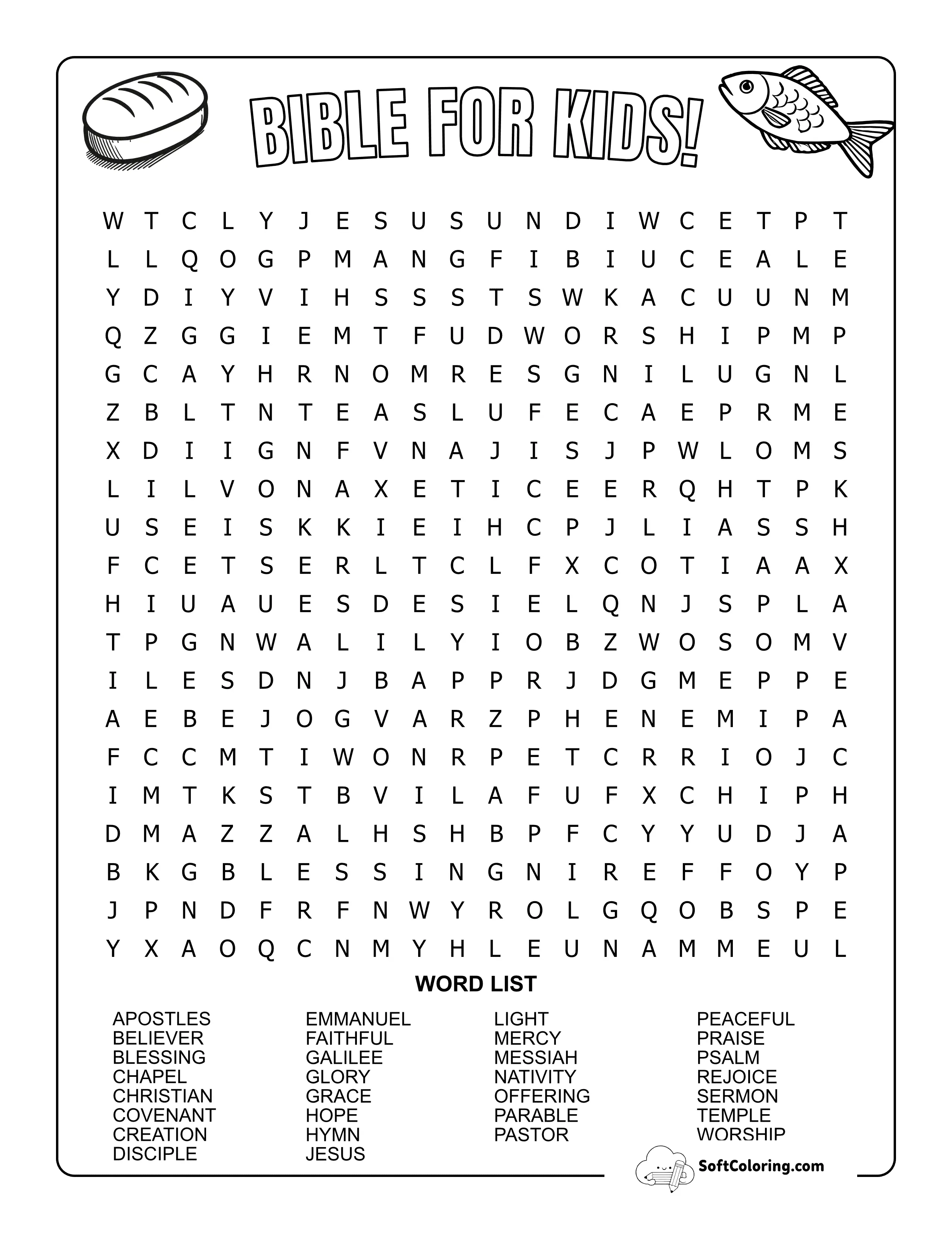 *New* Hard Bible Word Search For Kids