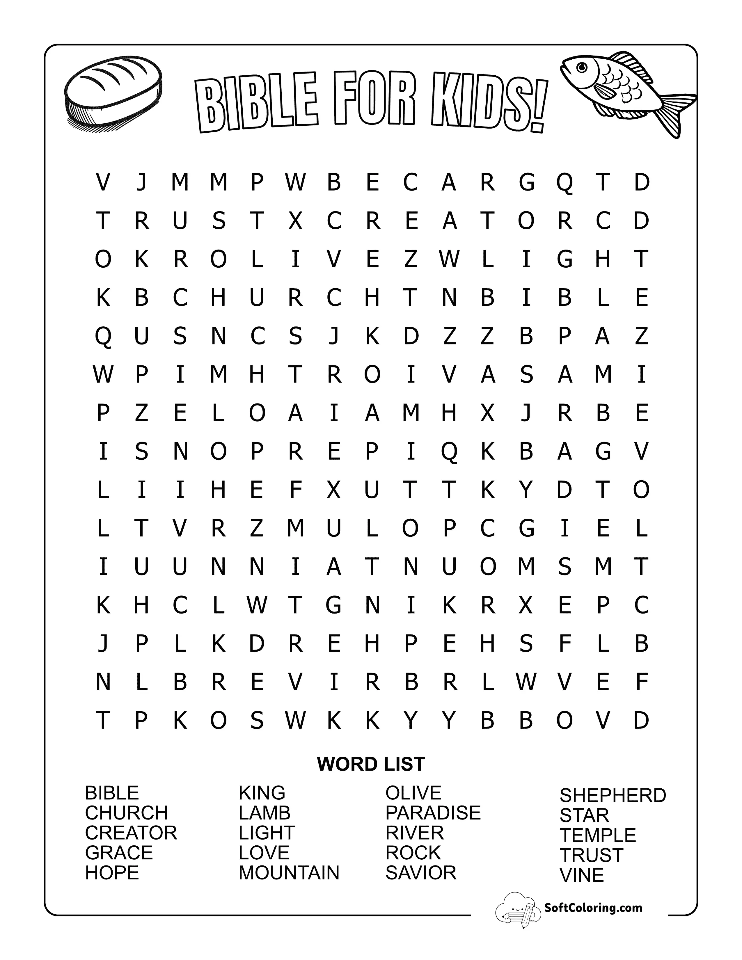 *New* Medium Bible Word Search For Kids