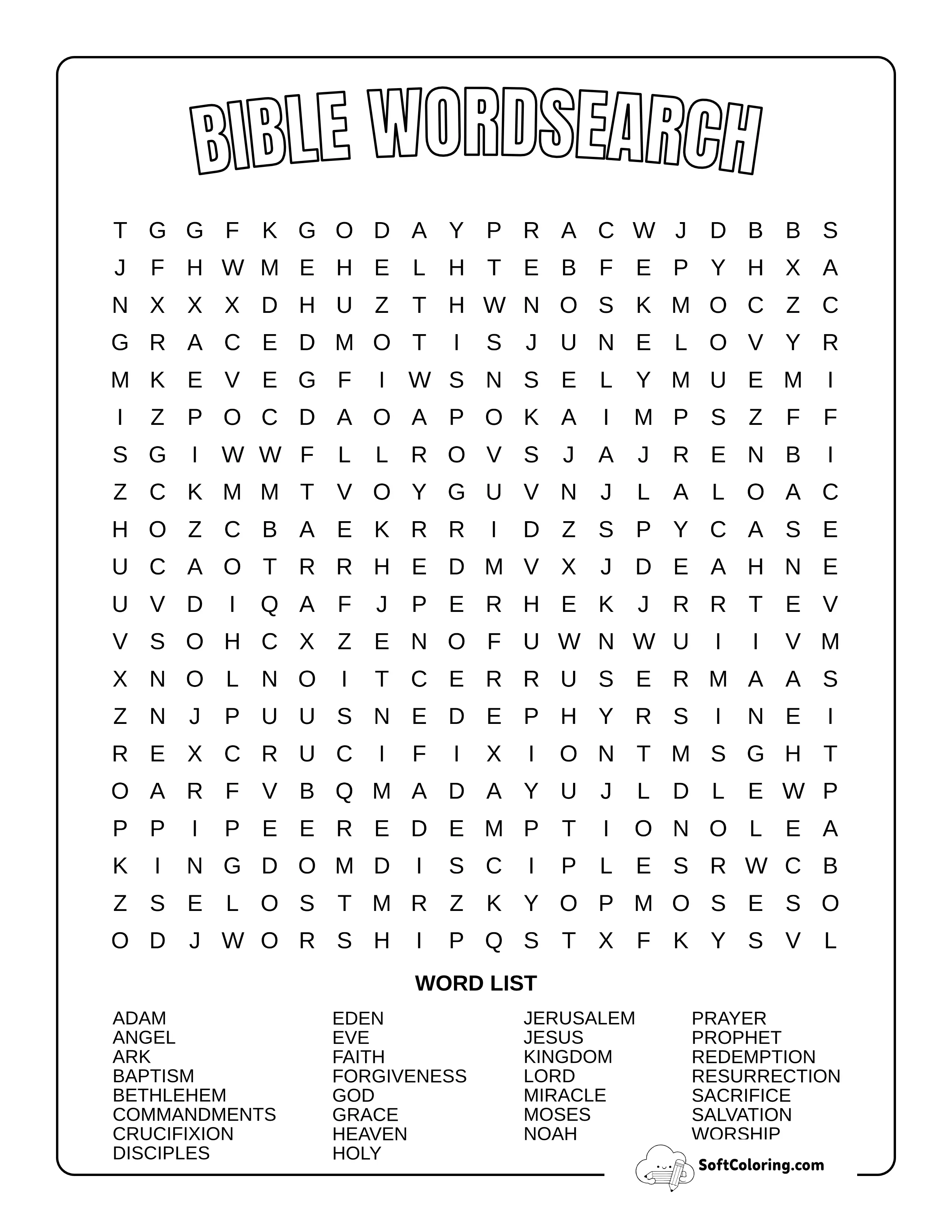 Hard Bible Word Search