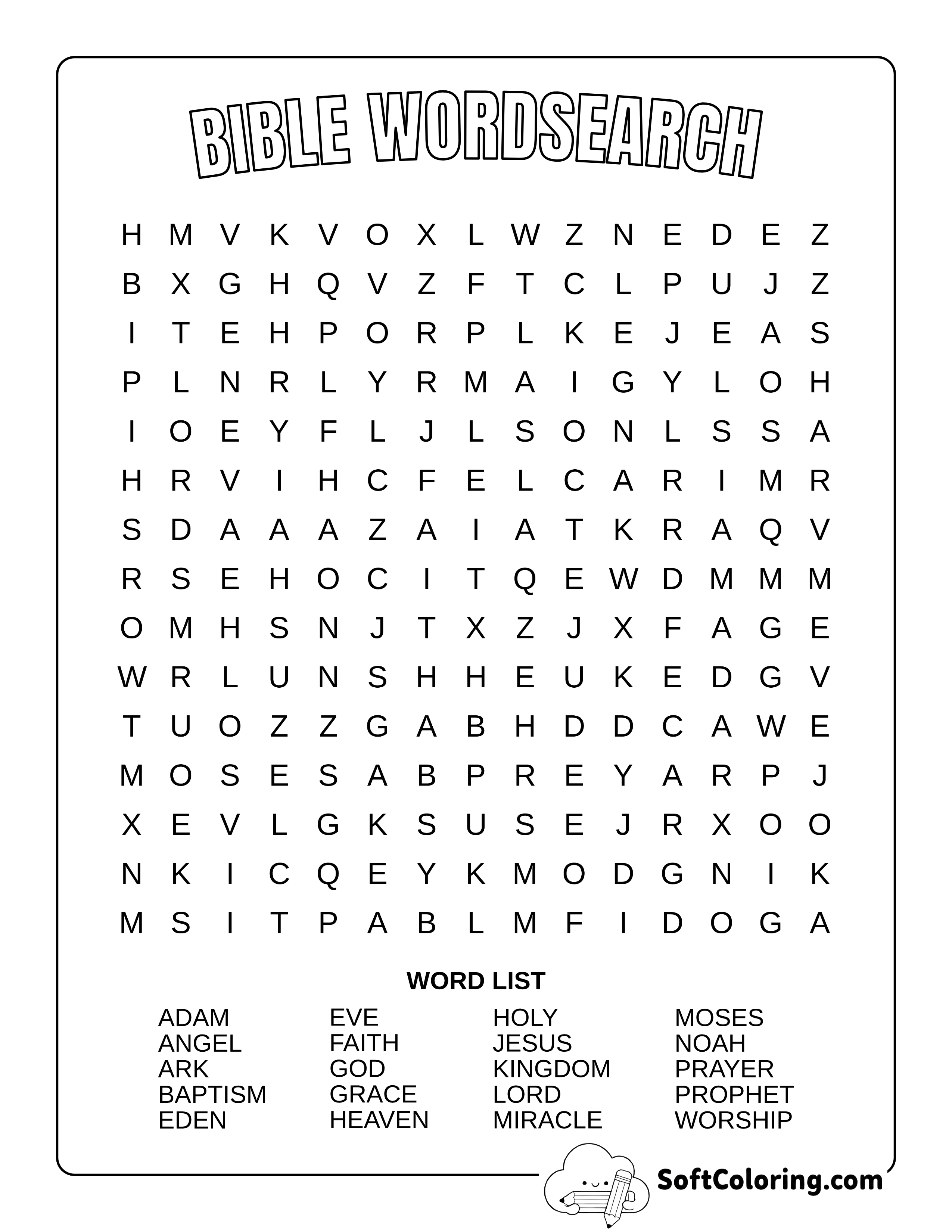 Bible Word Search - 20 Word Puzzle