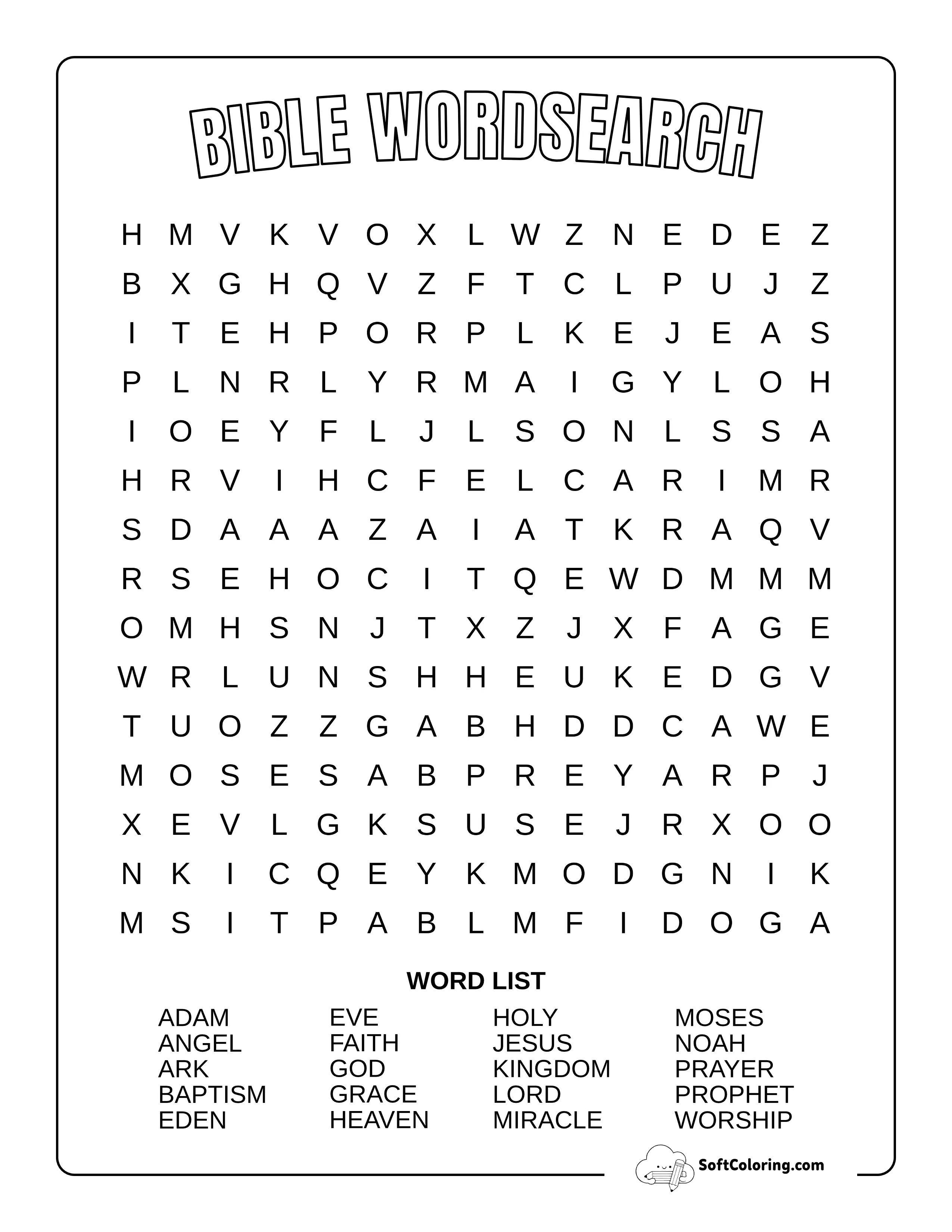 Bible Word Search - 20 Word Puzzle