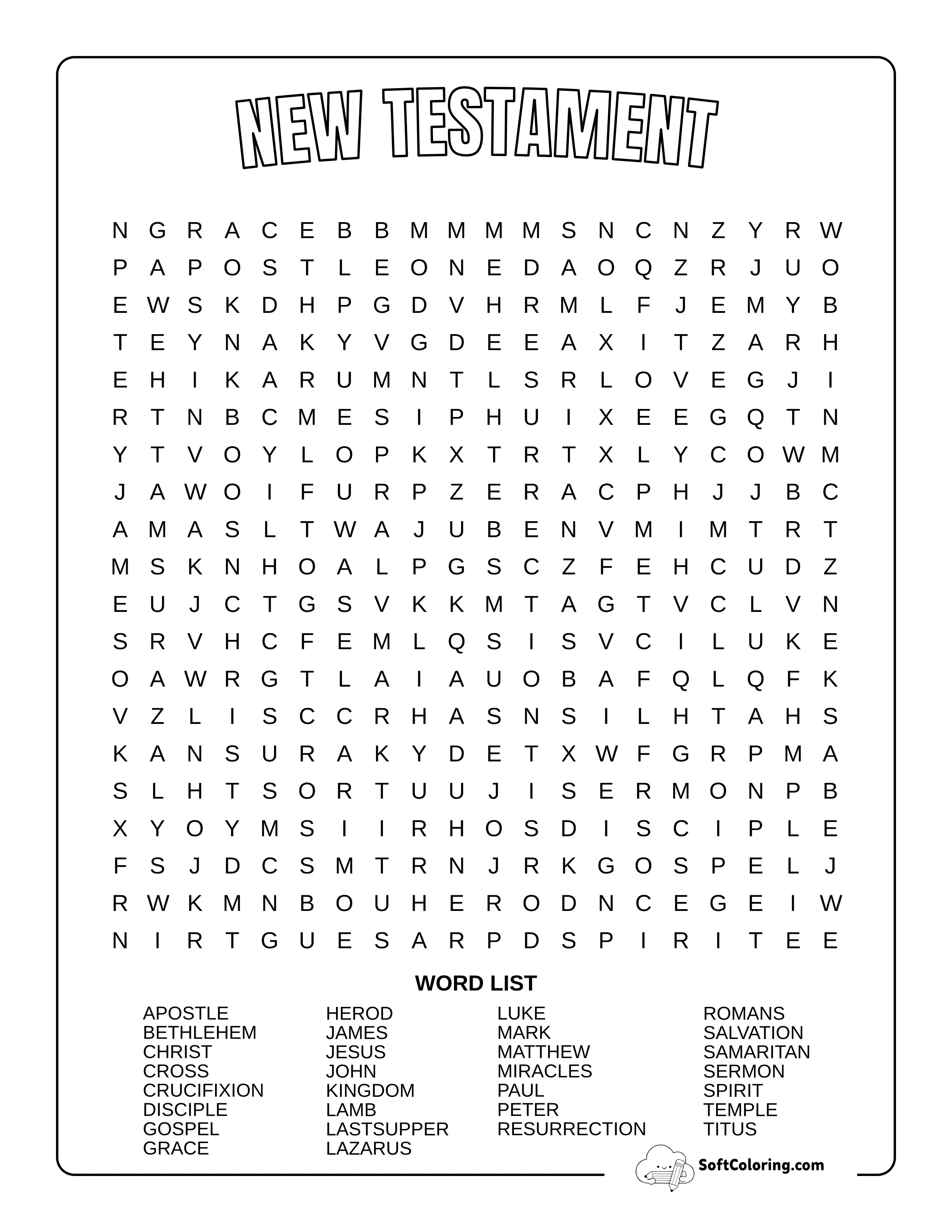Hard New Testament Bible Word Search