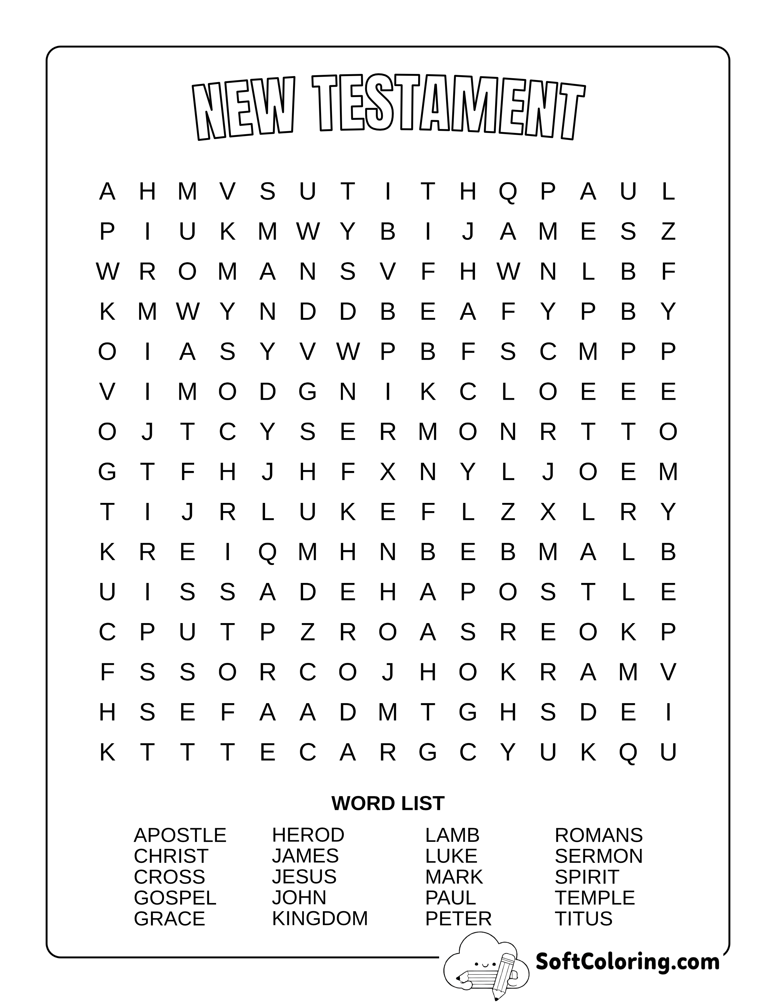 New Testament Word Search - 20 Word Puzzle