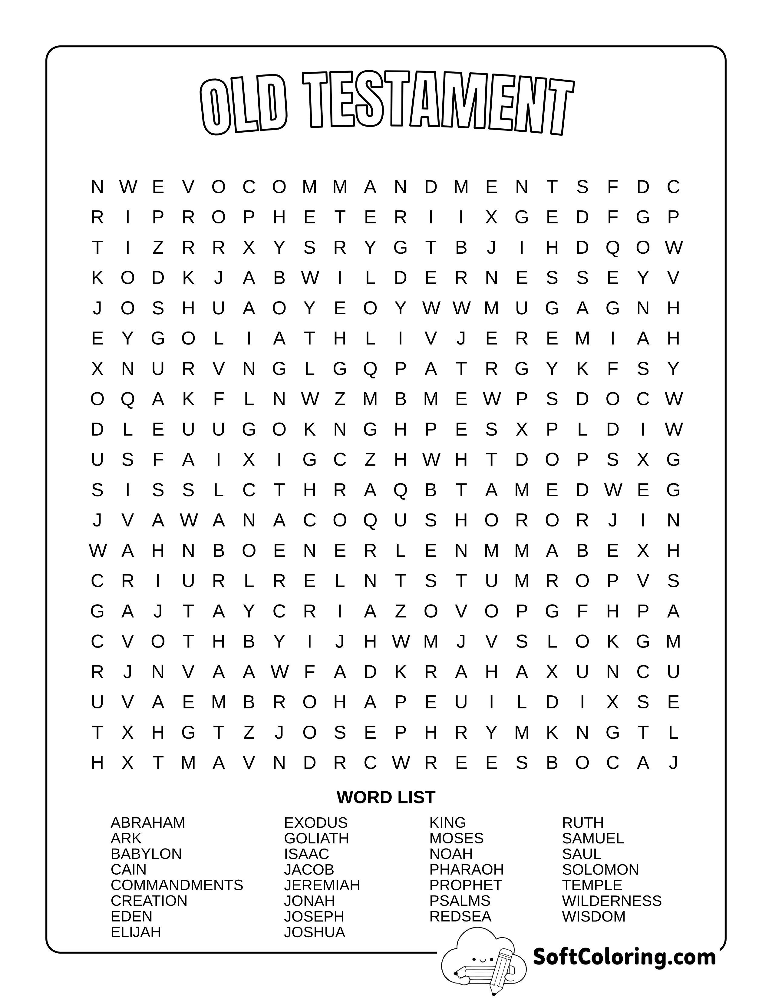 Hard Old Testament Bible Word Search