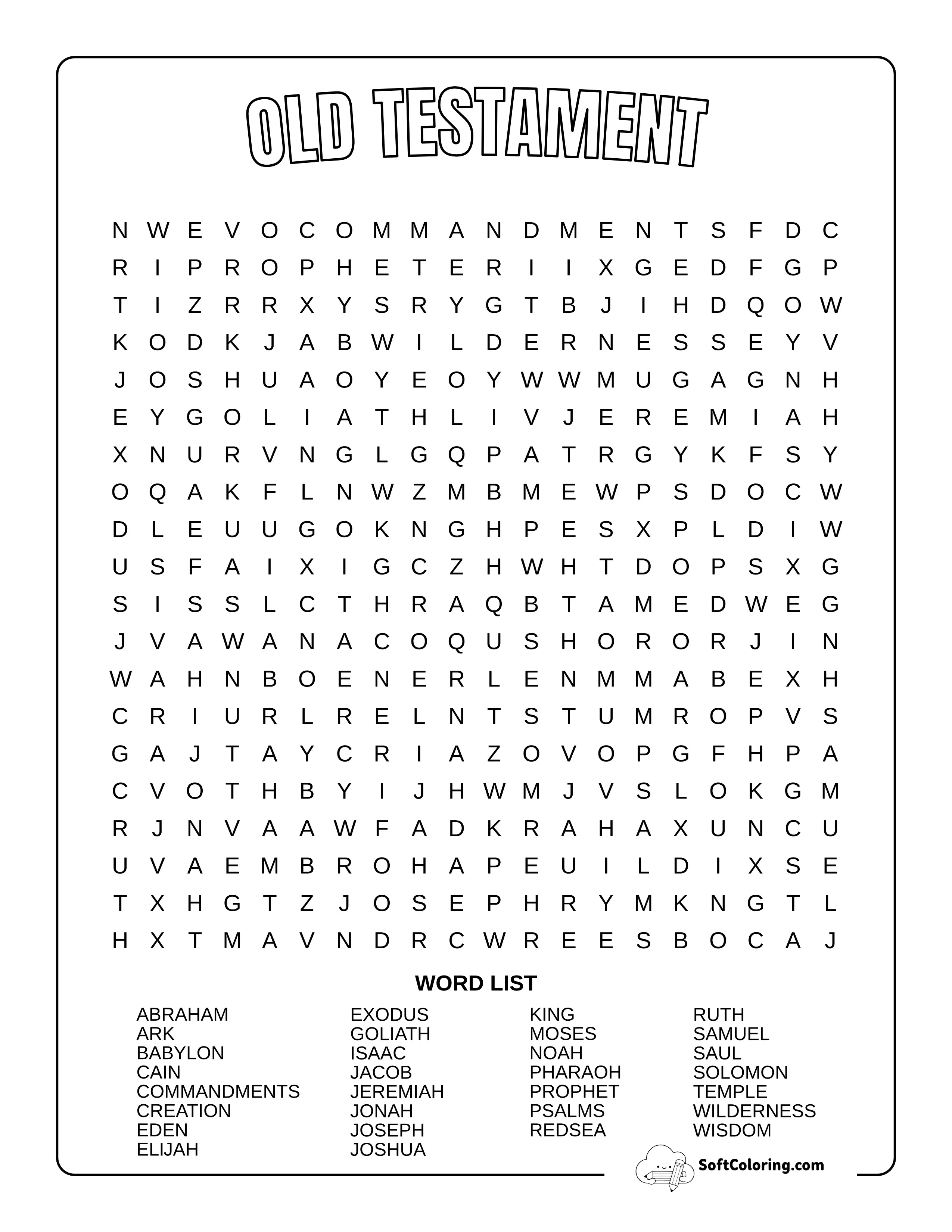 Hard Old Testament Bible Word Search