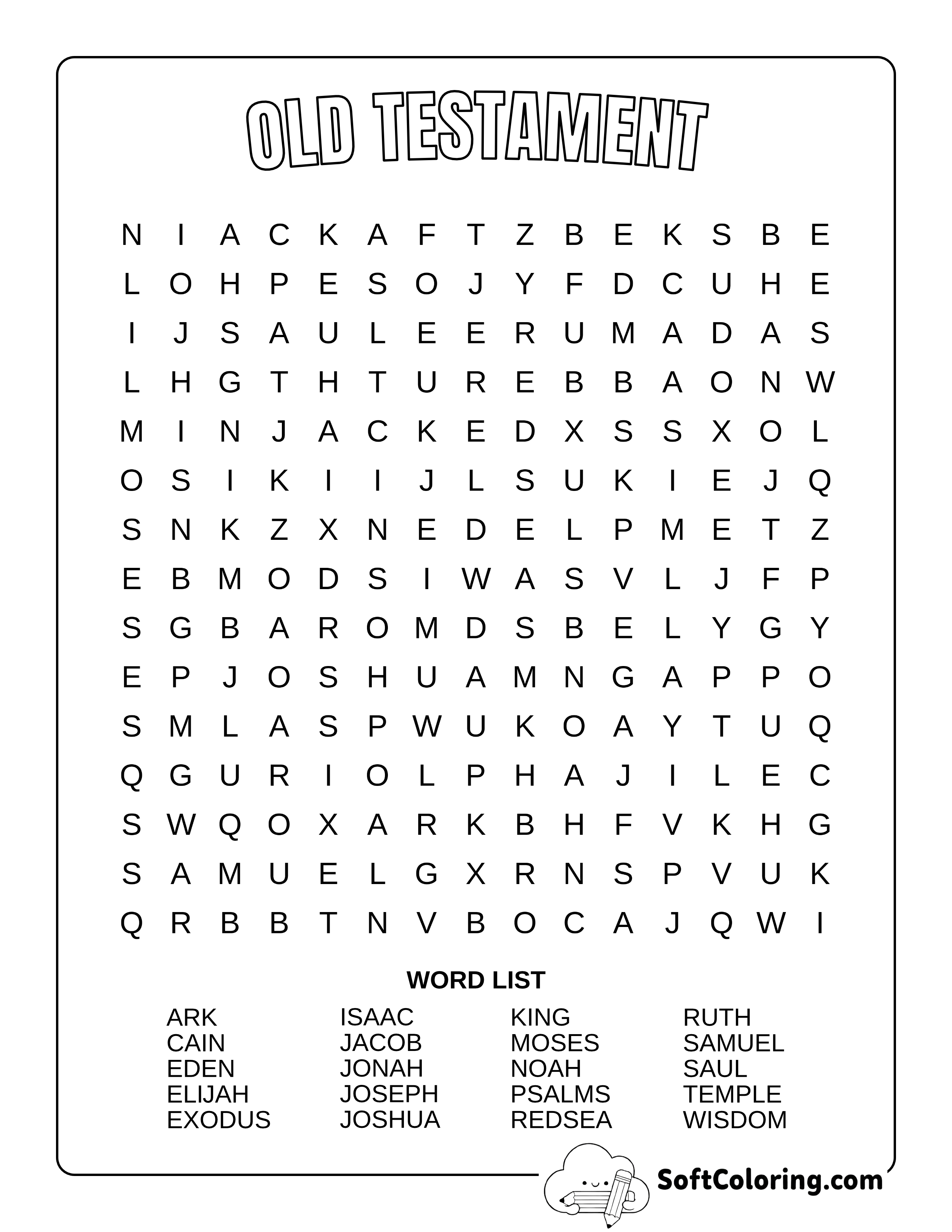 Old Testament Word Search - 20 Word Puzzle