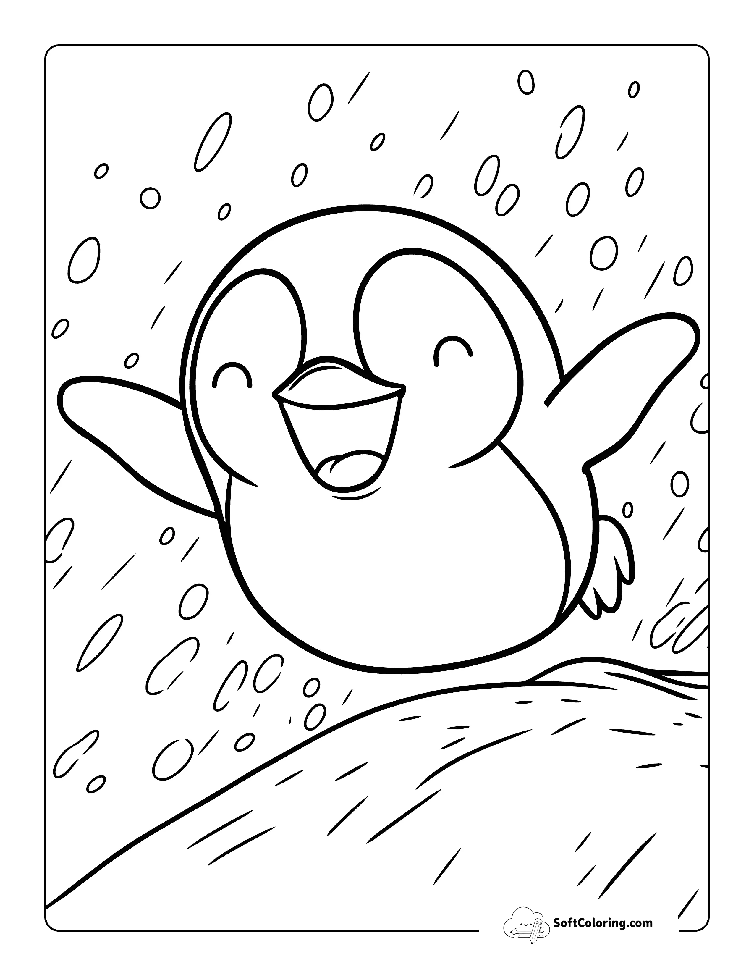 Cute Snowy Penguin Coloring Page