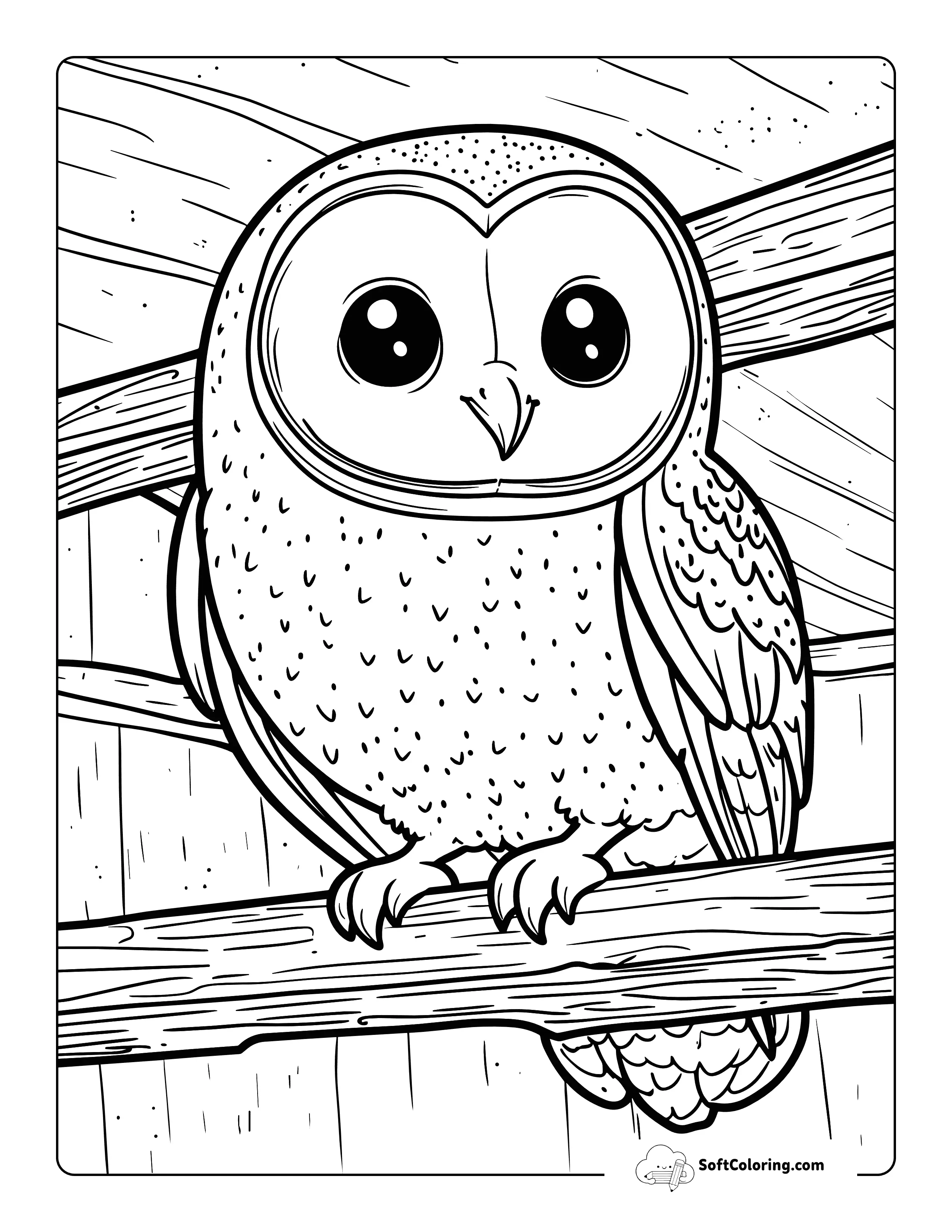 Easy Cute Owl Coloring Page